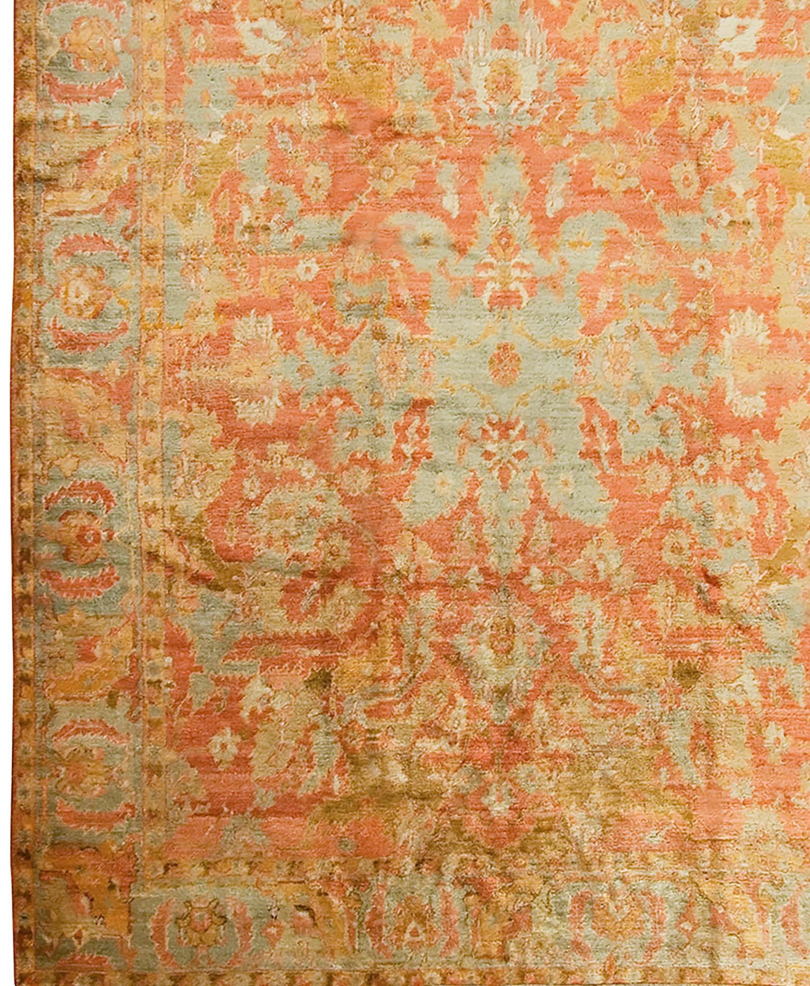 Antiker türkischer Oushak-Teppich in Orange Angora (19. Jahrhundert) im Angebot