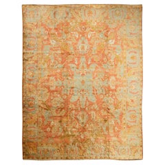 Antiker türkischer Oushak-Teppich in Orange Angora