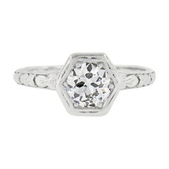 Antique Orange Blossom Platinum Old Cut 0.60ct G VS Diamond Engagement Ring