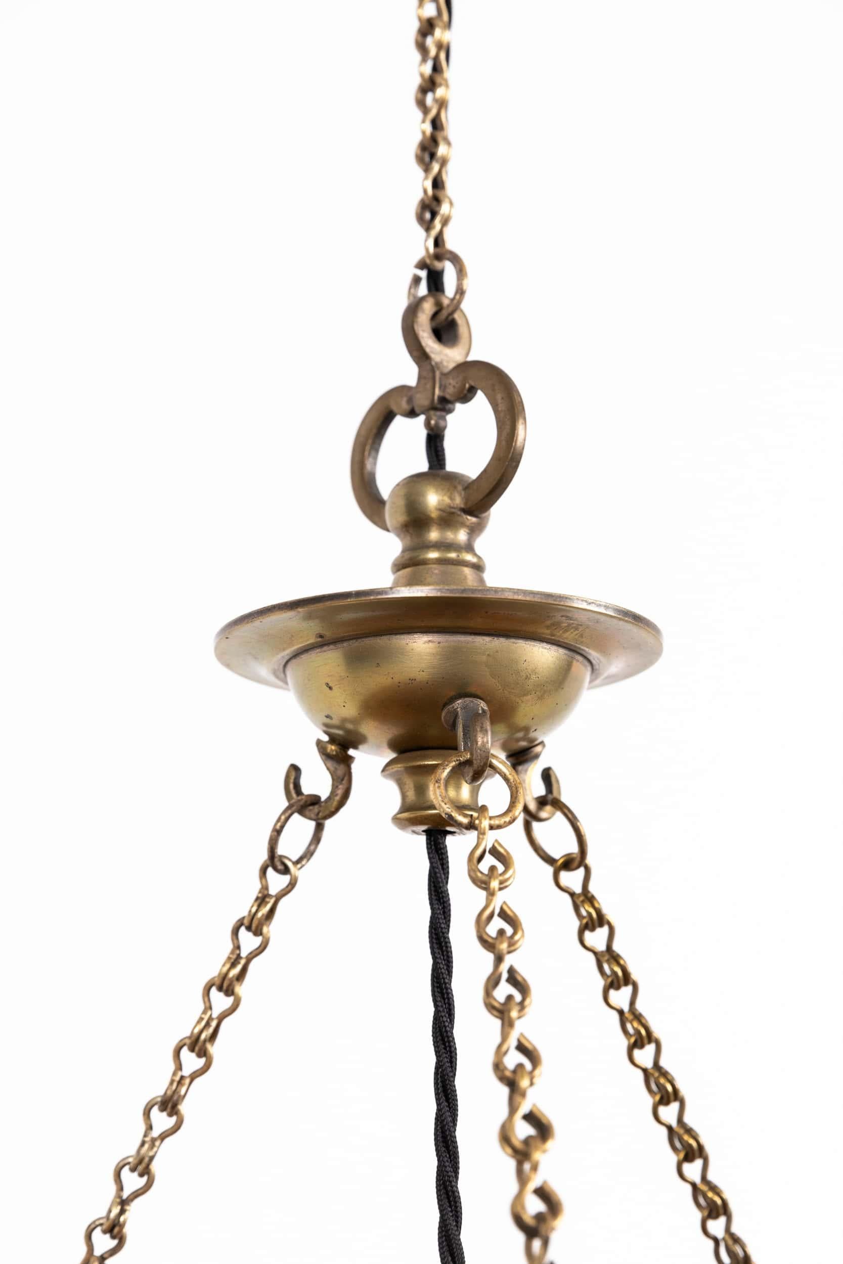 Antico Plafonnier arancione da soffitto in alabastro intagliato a mano, C.C. 1920 In condizioni discrete in vendita a London, GB