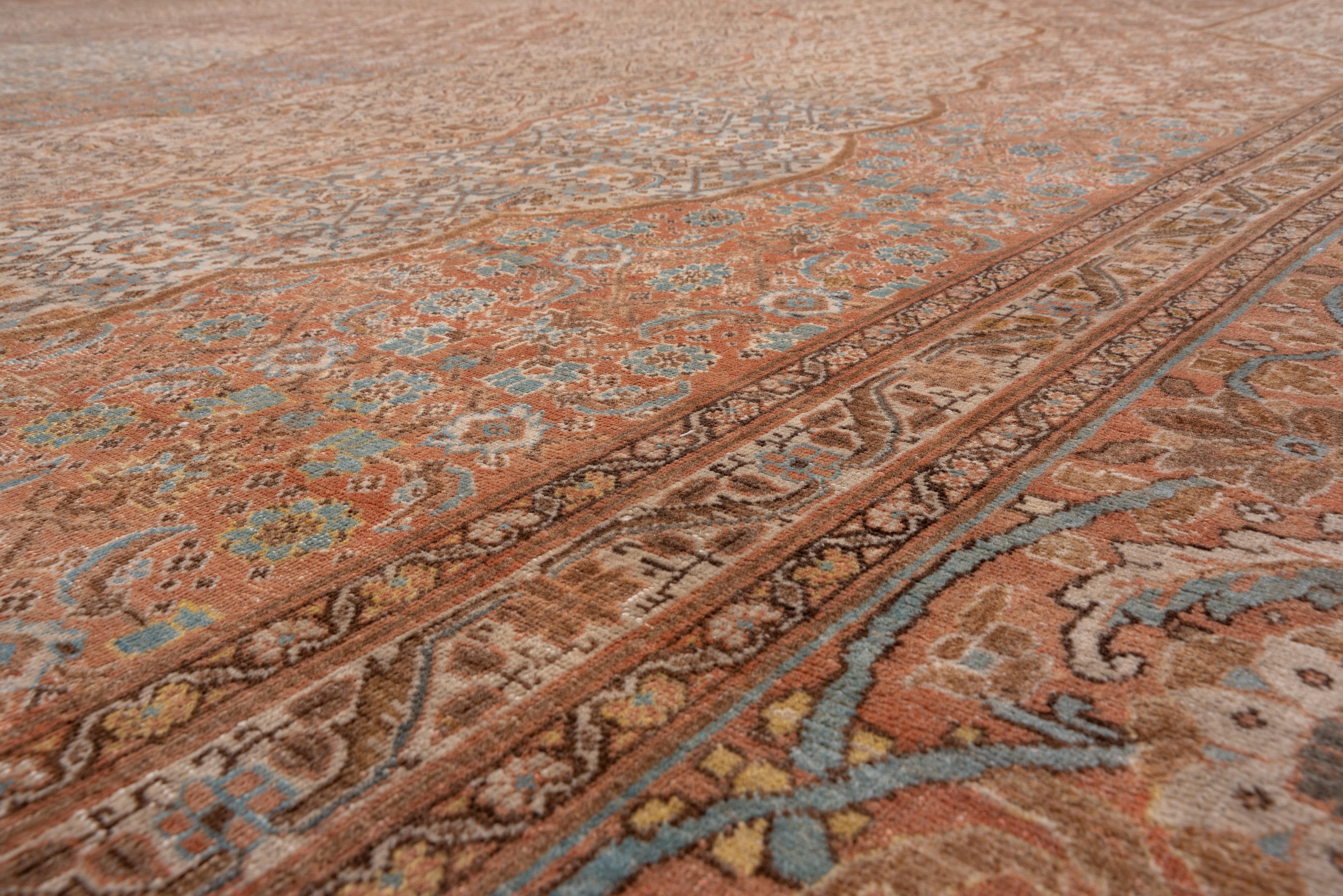 Antique Orange Persian Tabriz Carpet, circa 1890s In Good Condition For Sale In New York, NY