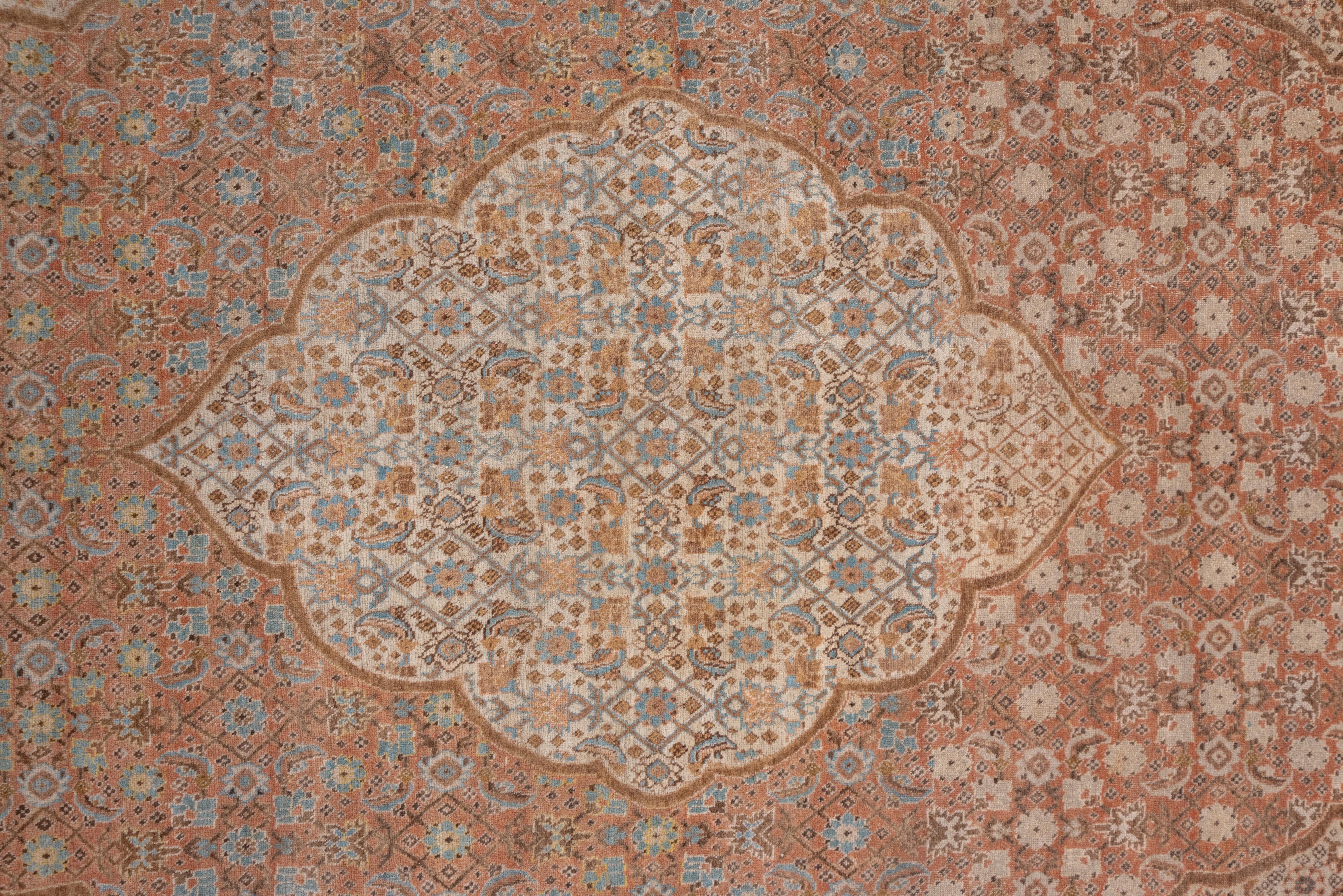Late 19th Century Antique Orange Persian Tabriz Carpet, circa 1890s For Sale