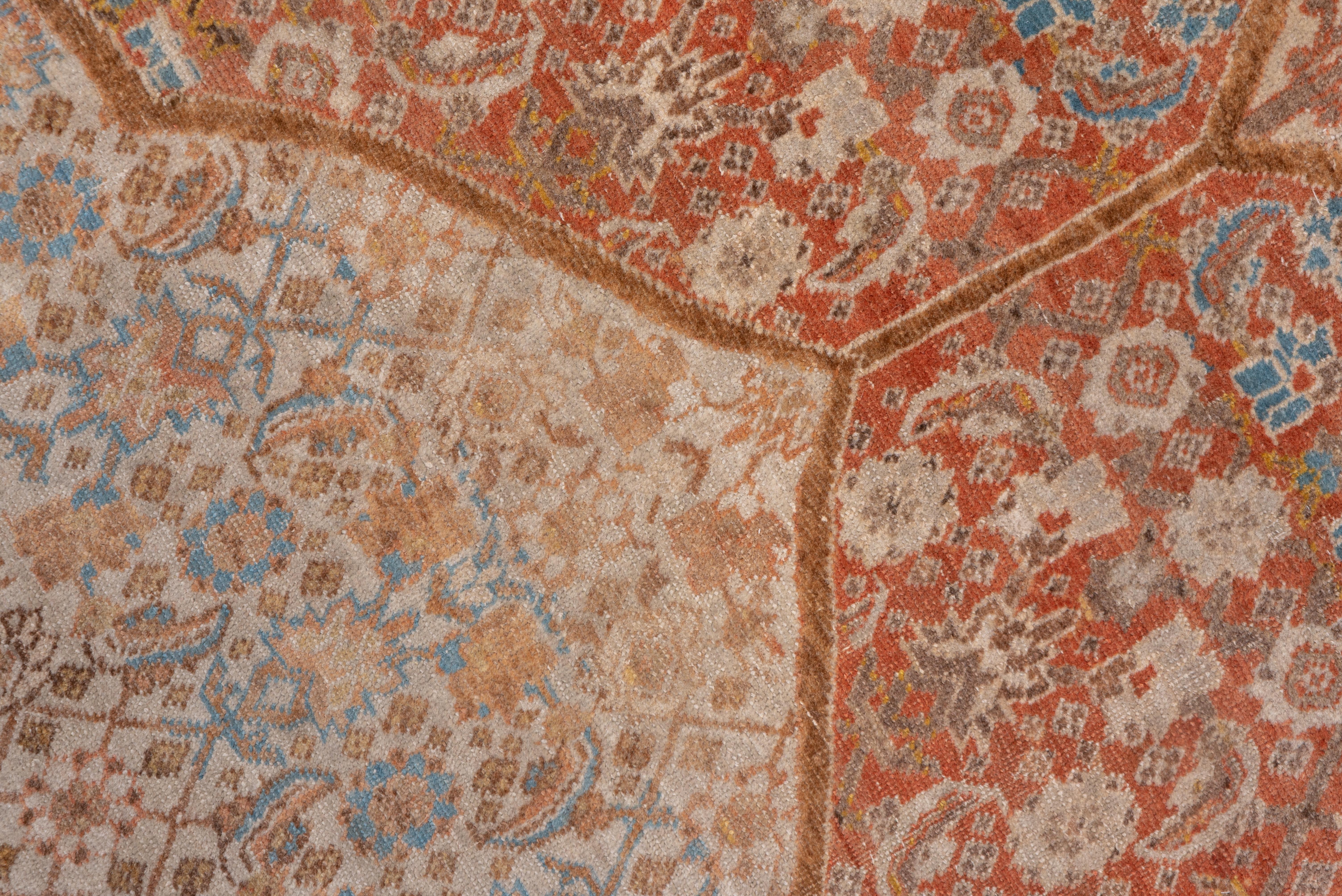 Antique Orange Persian Tabriz Carpet, circa 1890s For Sale 1