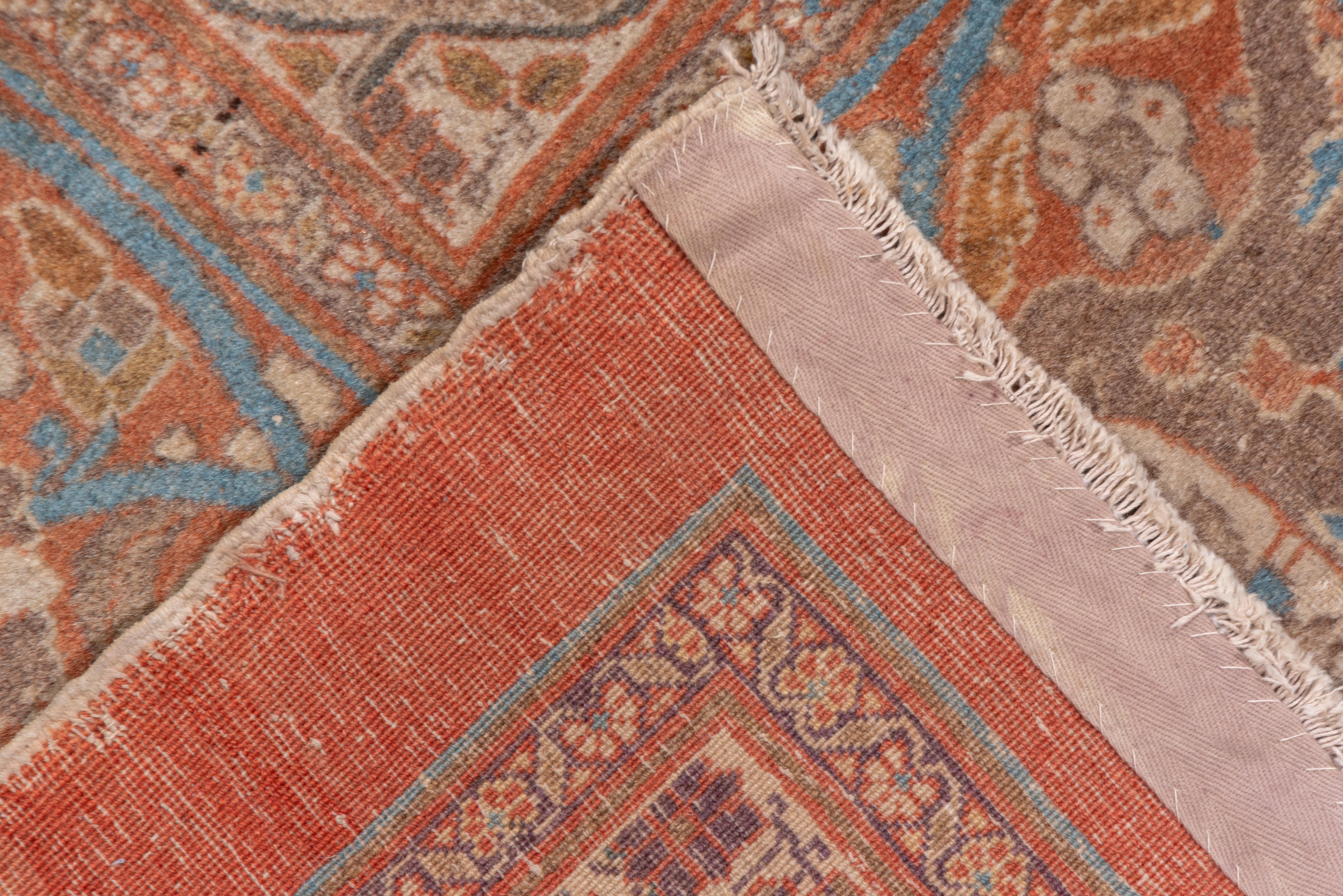 Antique Orange Persian Tabriz Carpet, circa 1890s For Sale 2