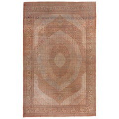 Antiker orangefarbener persischer Täbriz-Teppich, um 1890