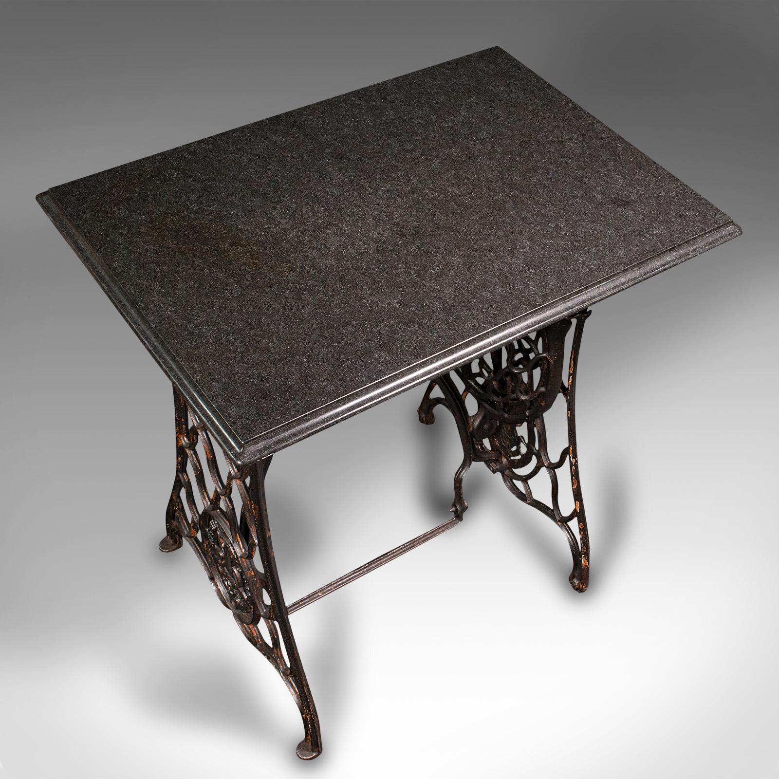 19th Century Antique Orangery Potting Table, English Granite, Cast Iron, Garden, Victorian