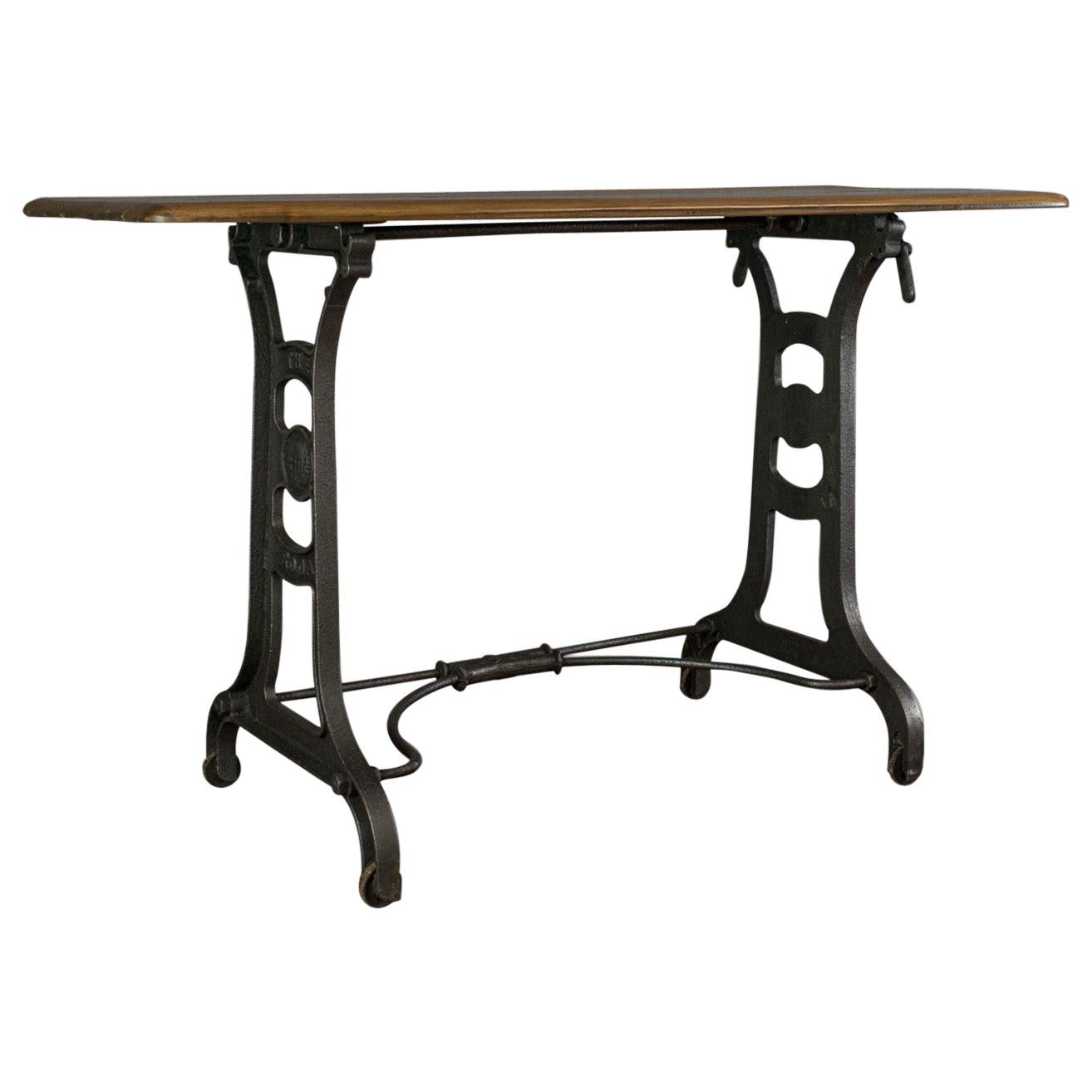 Table d'orangerie, anglaise, industrielle, machiniste, victorienne, latérale, vers 1900