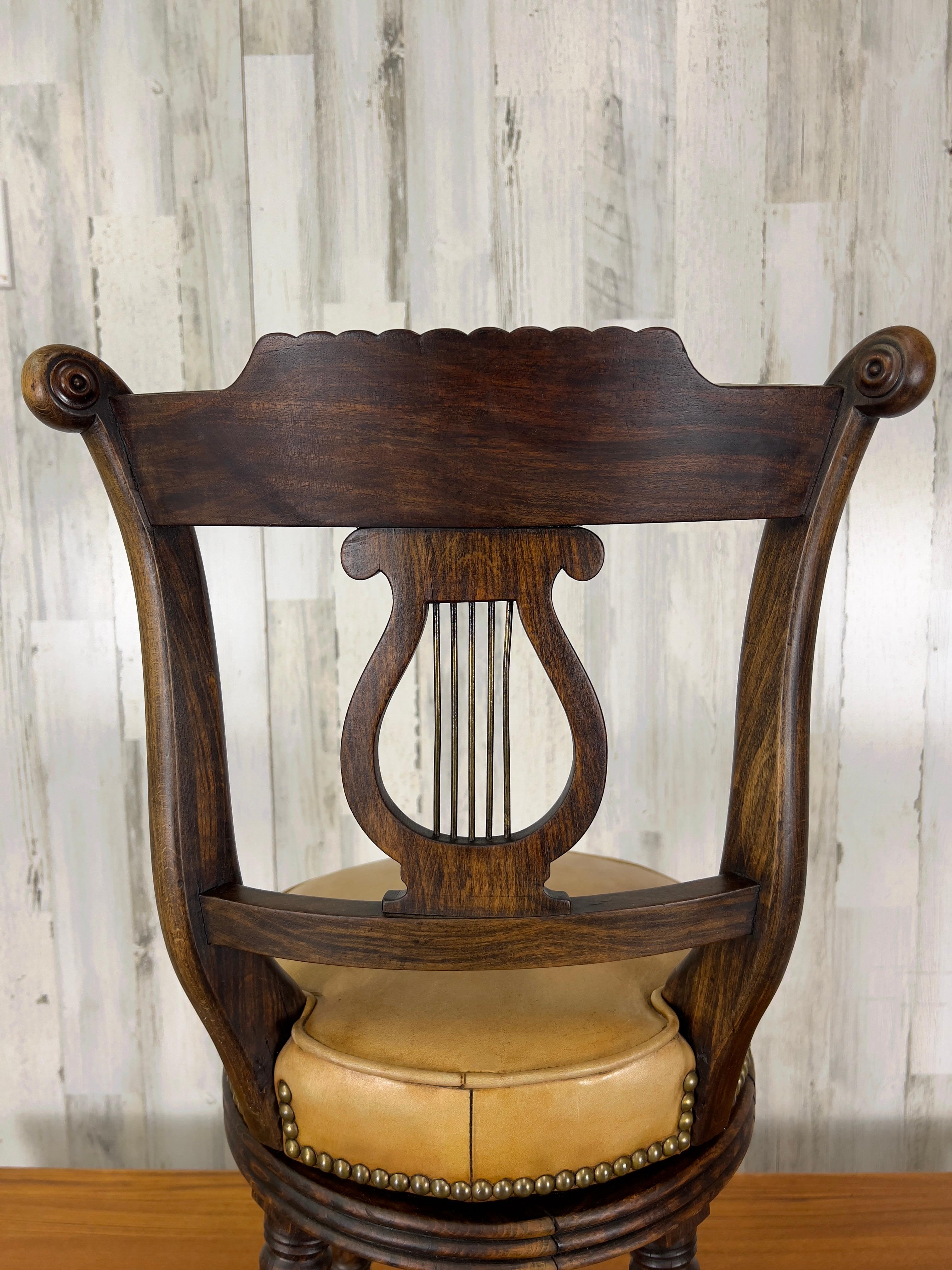 Antique Orchestra Chair with Lyre Back For Sale 5
