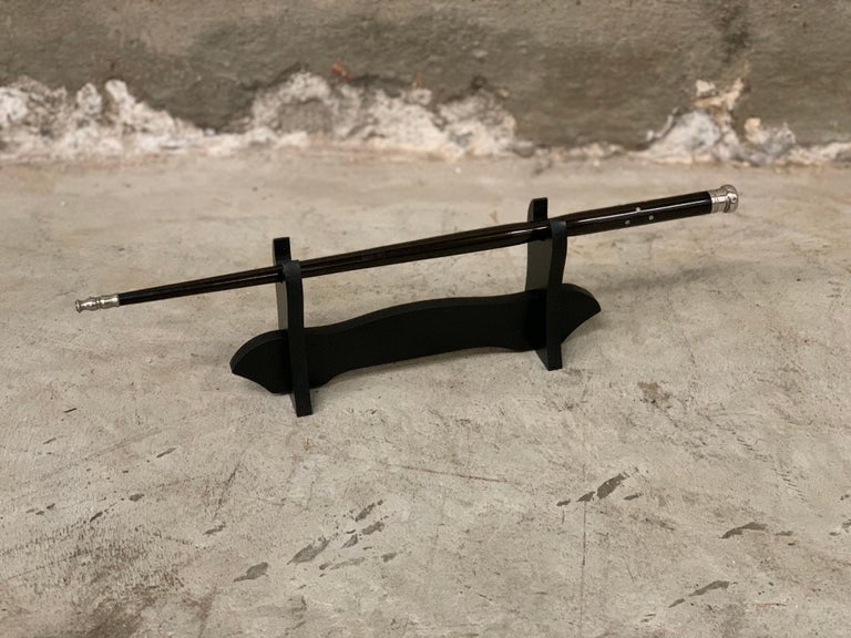 Antique Orchestra Conductor Baton, Stick, Ebony Wood, Pearl and Silver