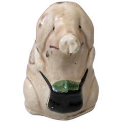 Antique Orchies Majolica Pig Money Bank