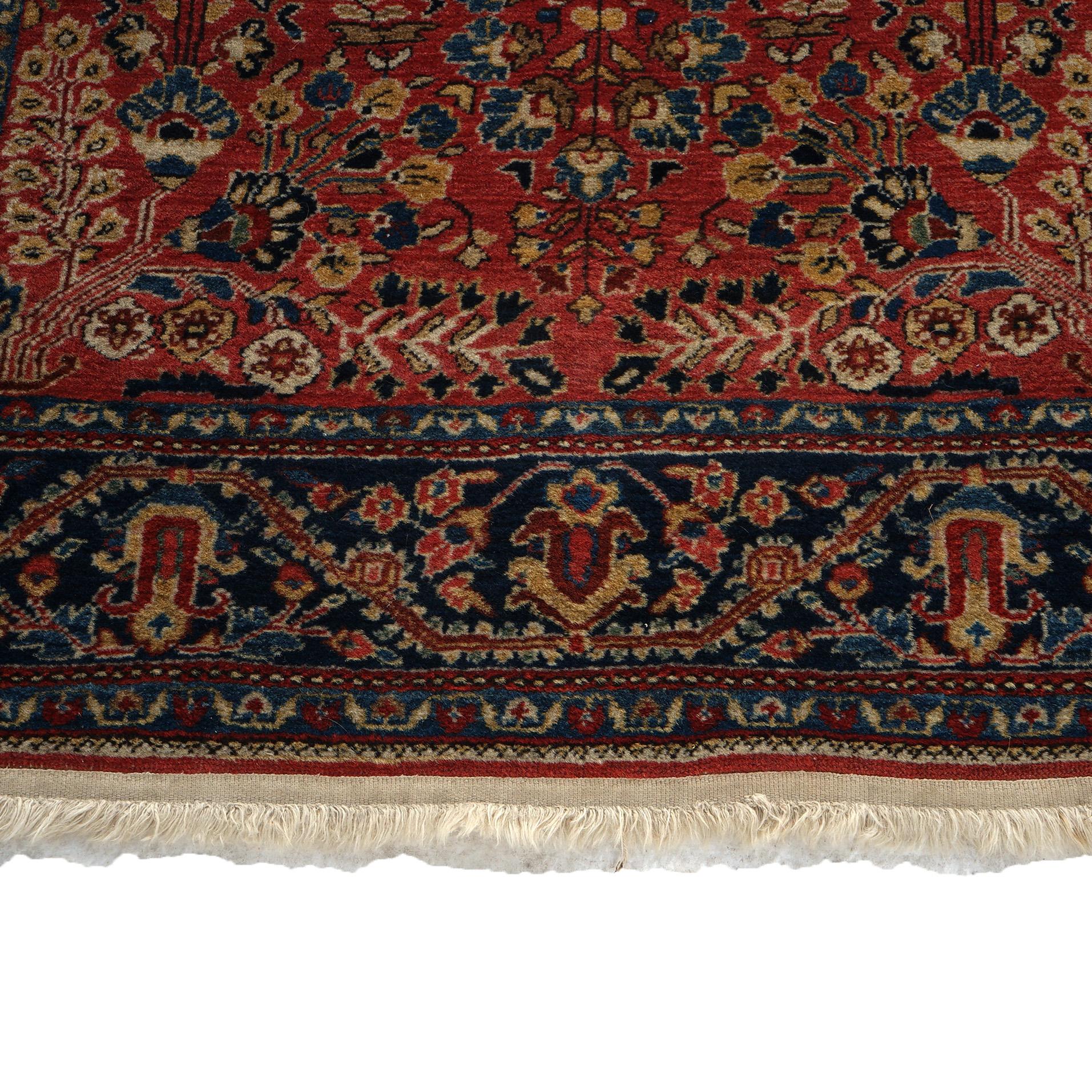 Antique Oriental 3.5' x 5' Floral Design Wool Rug C1930 For Sale 1