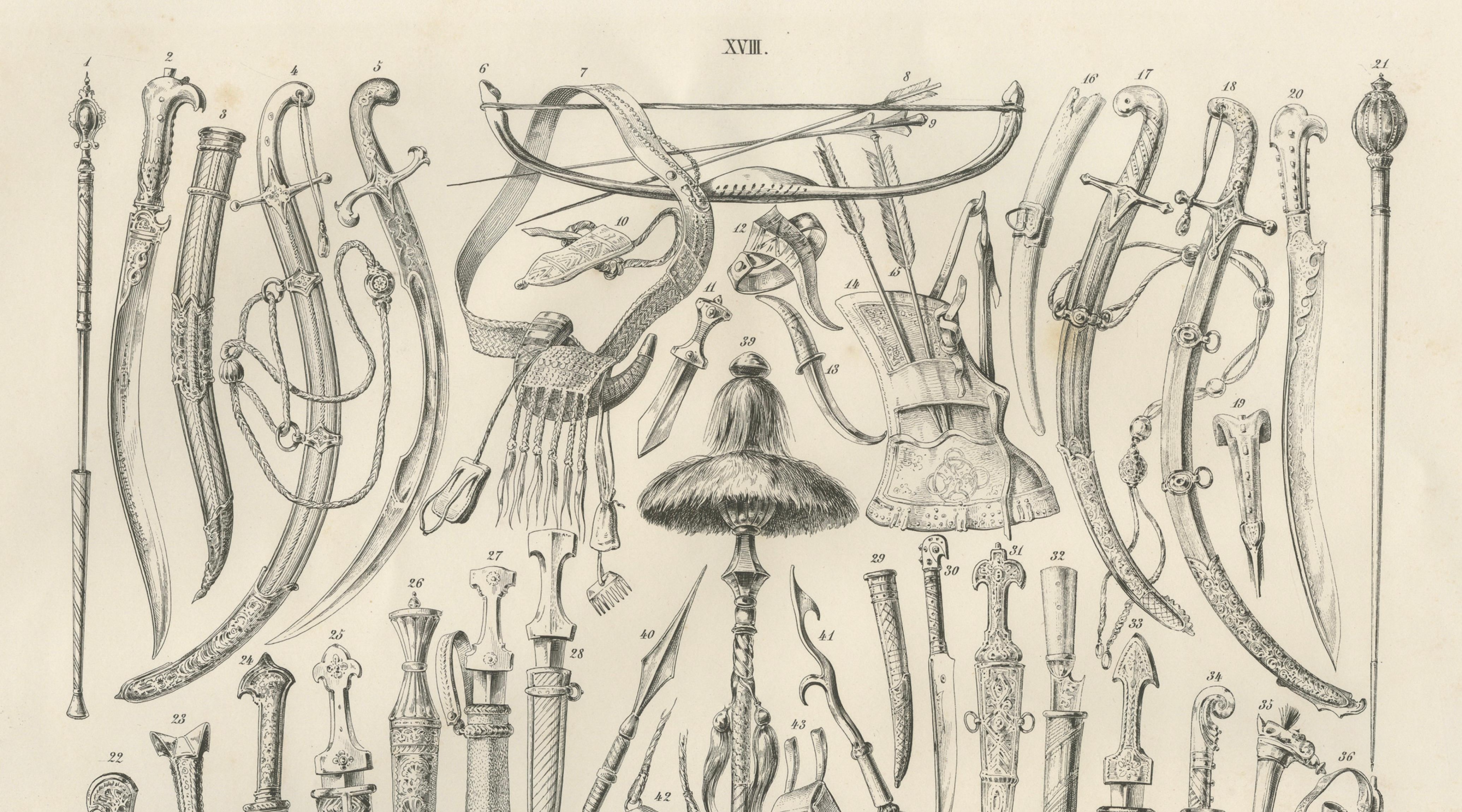 Etude ancienne sur les armes et poignards orientaux de Maximilian en Bavière, 1846 Bon état - En vente à Langweer, NL