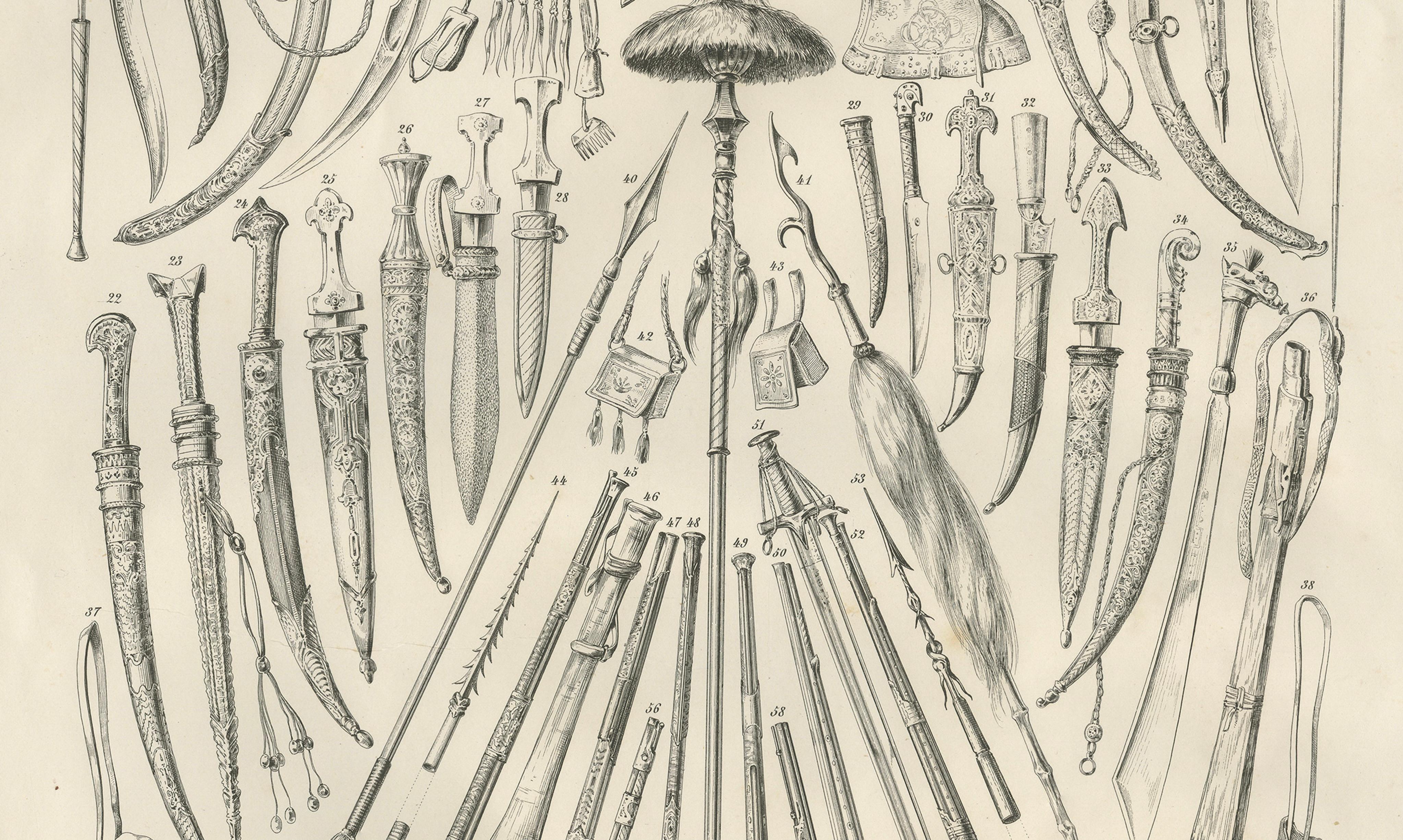 XIXe siècle Etude ancienne sur les armes et poignards orientaux de Maximilian en Bavière, 1846 en vente