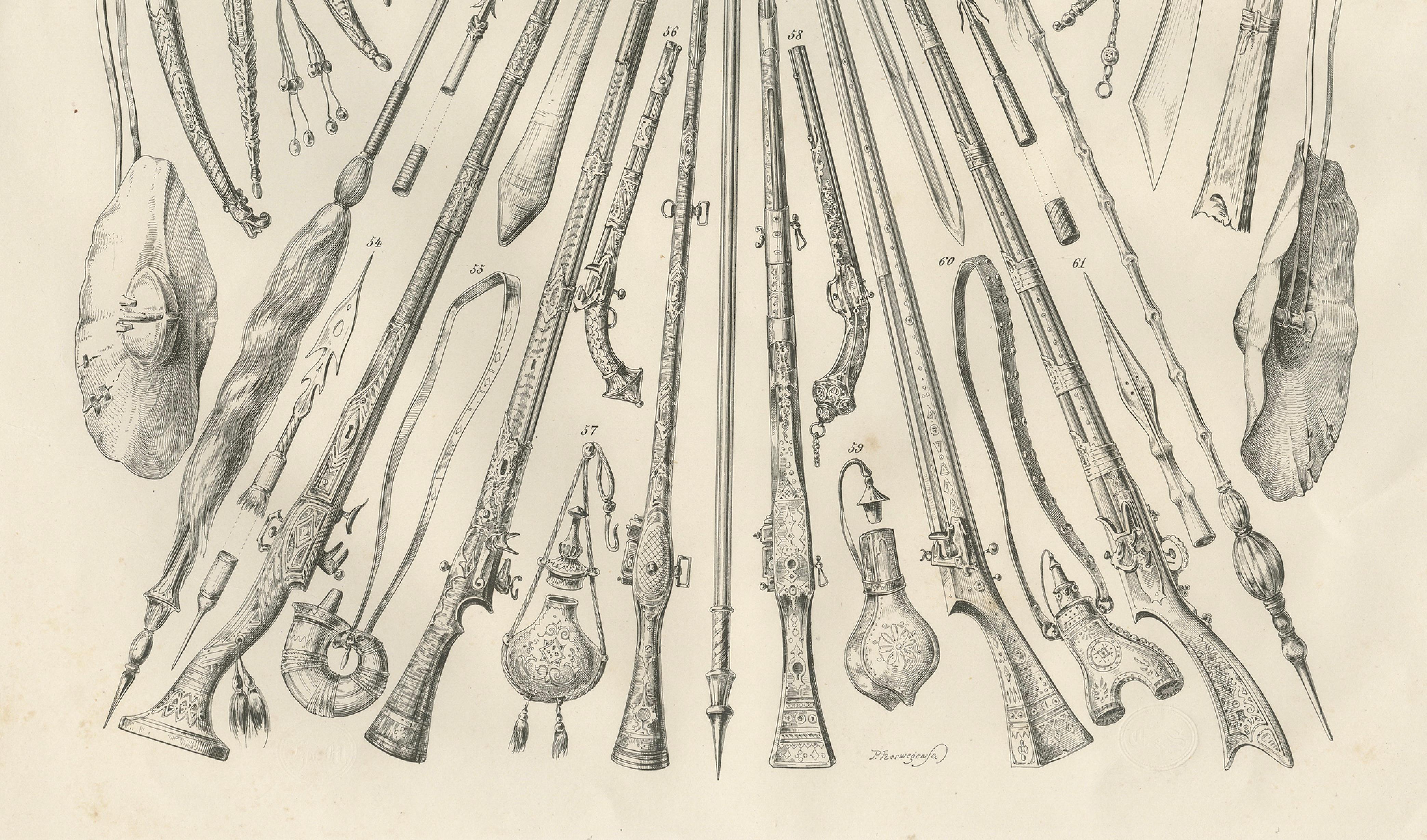 Papier Etude ancienne sur les armes et poignards orientaux de Maximilian en Bavière, 1846 en vente