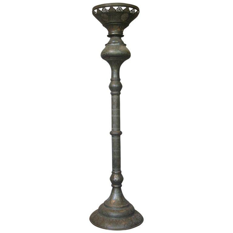 Antique Oriental Brass Floor Lamp