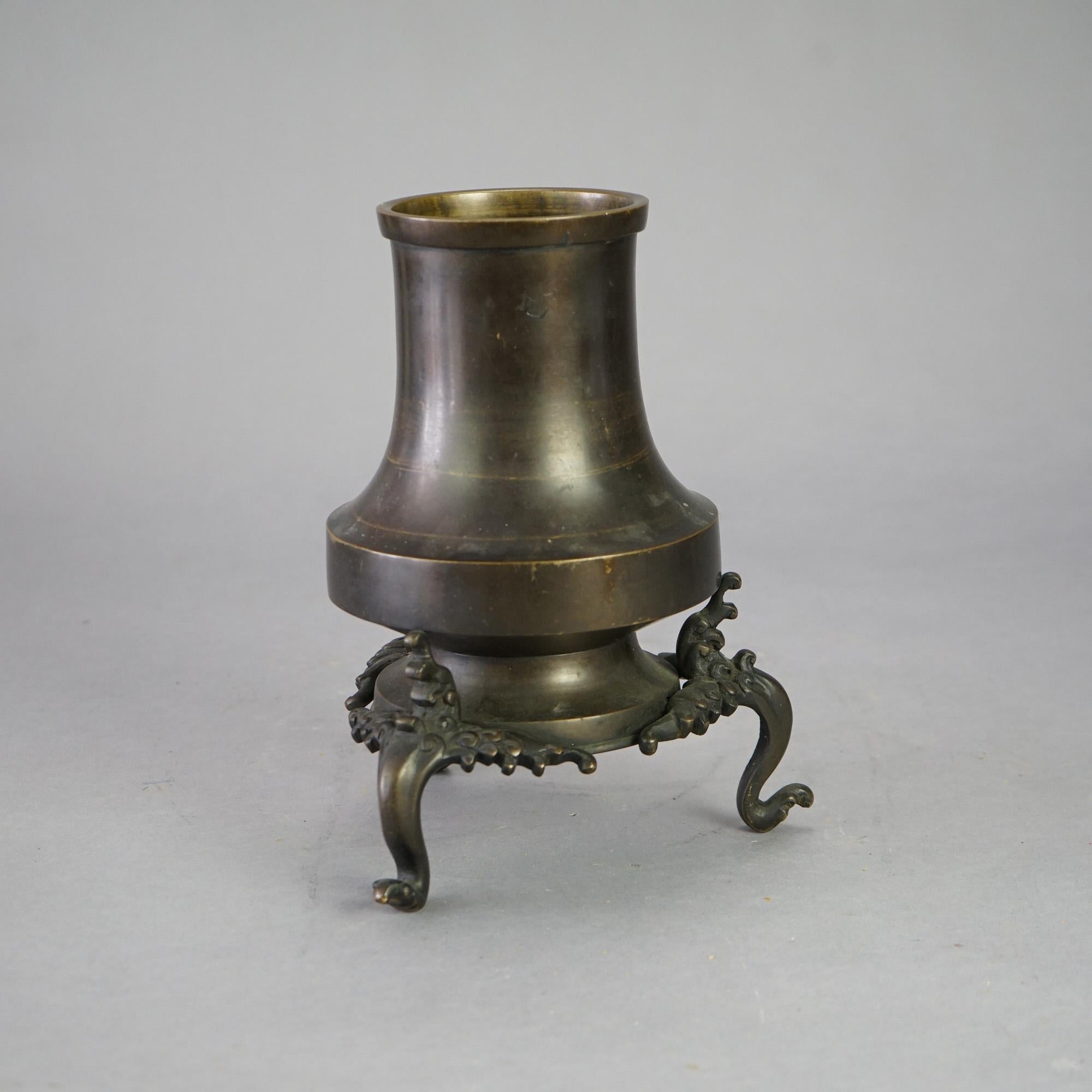 Asian Antique Oriental Bronze Footed Censor 19th C For Sale