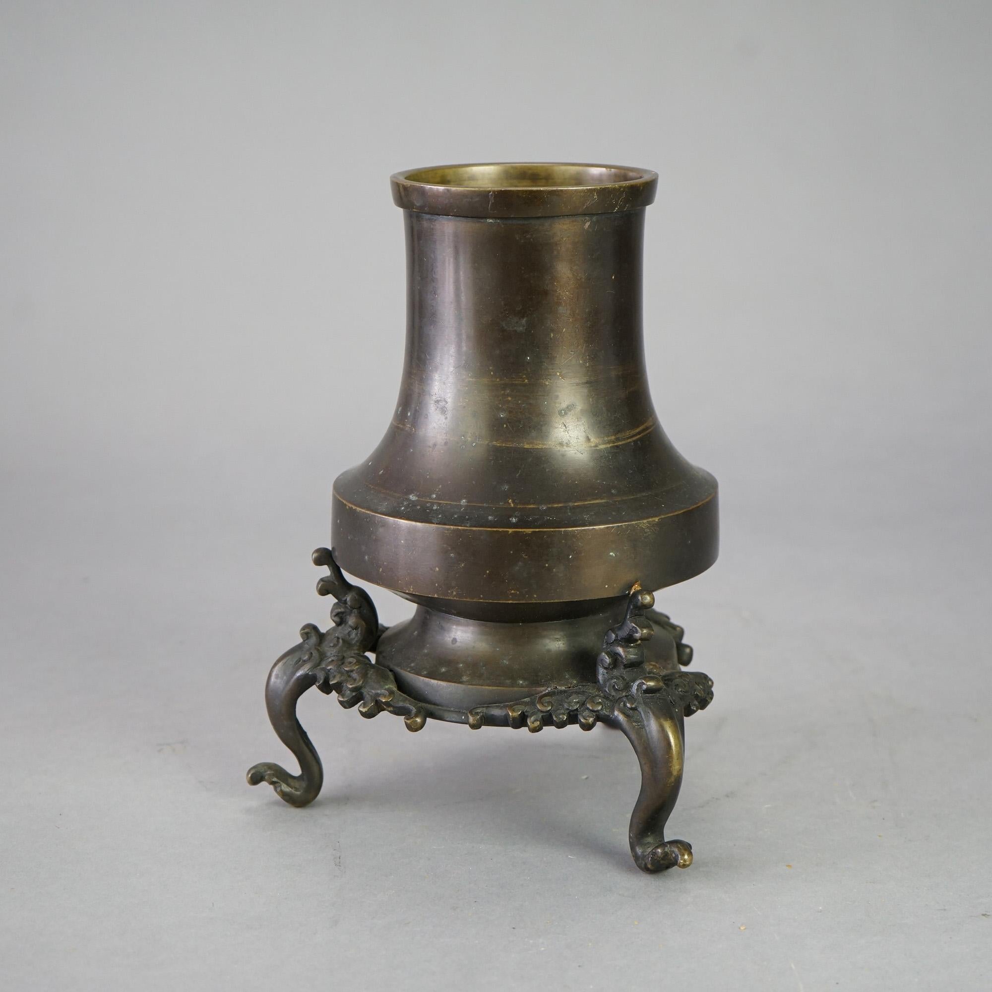 Antique Oriental Bronze Footed Censor 19th C In Good Condition For Sale In Big Flats, NY