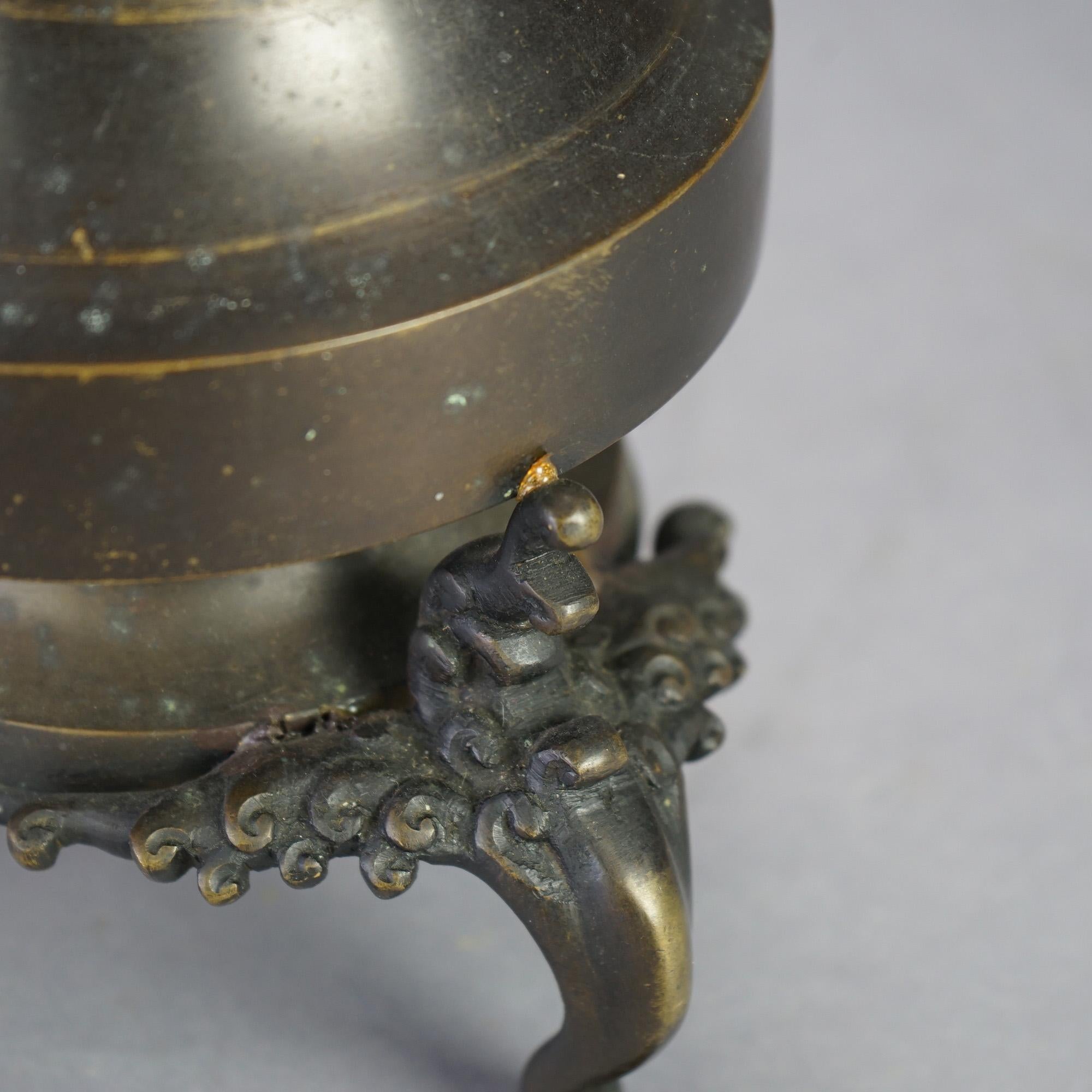 19th Century Antique Oriental Bronze Footed Censor 19th C For Sale