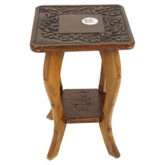 Antique Oriental Carved Plant Stand Side Table, Scotland 1880, H786