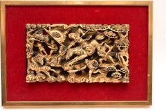 Antique Oriental Carved Wood and Gilt Panel