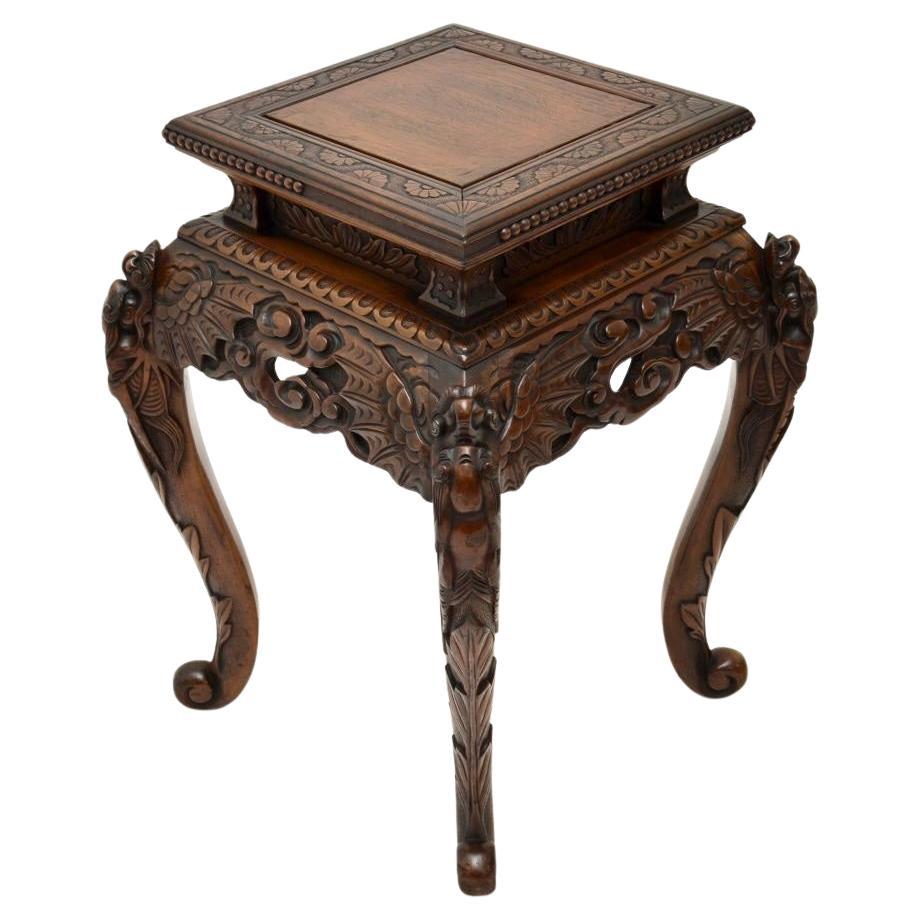 Antiker orientalisch geschnitzter Wood Plant Stand / Beistelltisch