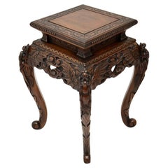 Antiker orientalisch geschnitzter Wood Plant Stand / Beistelltisch