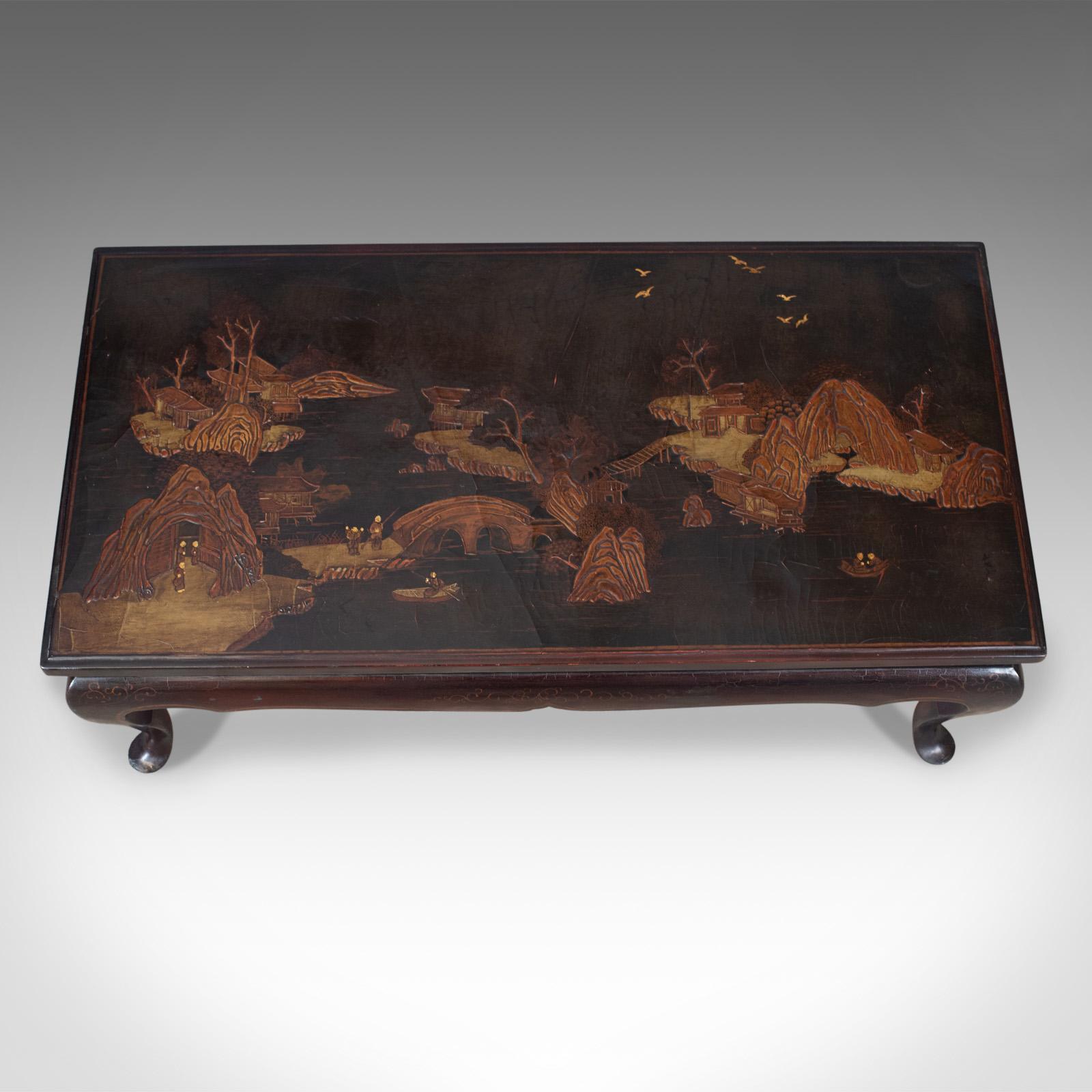 20th Century Antique Oriental Coffee Table, Low, Lacquered, Side, Edwardian, circa 1910