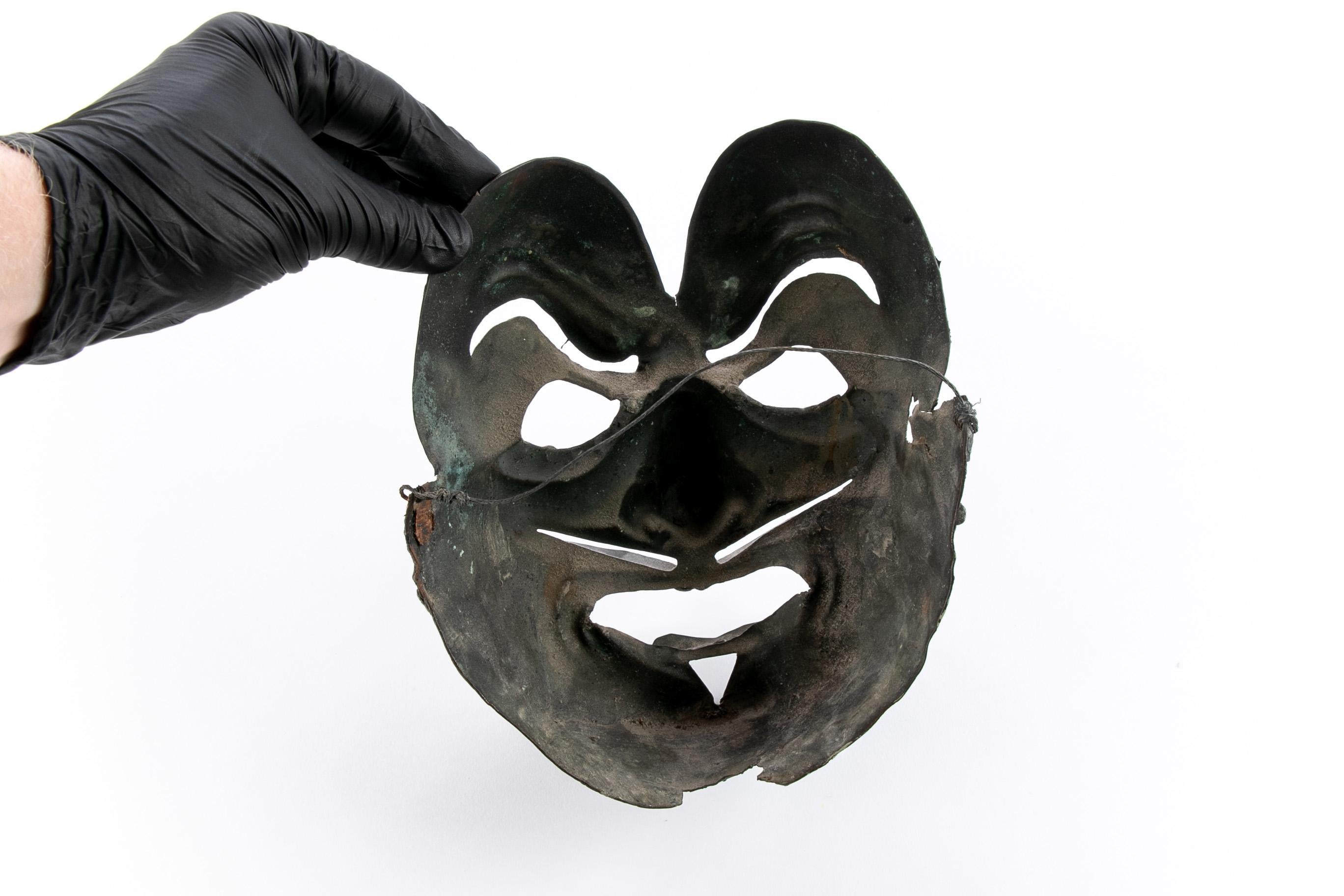 Mid-Century Modern Antique Oriental Copper Theater Mask