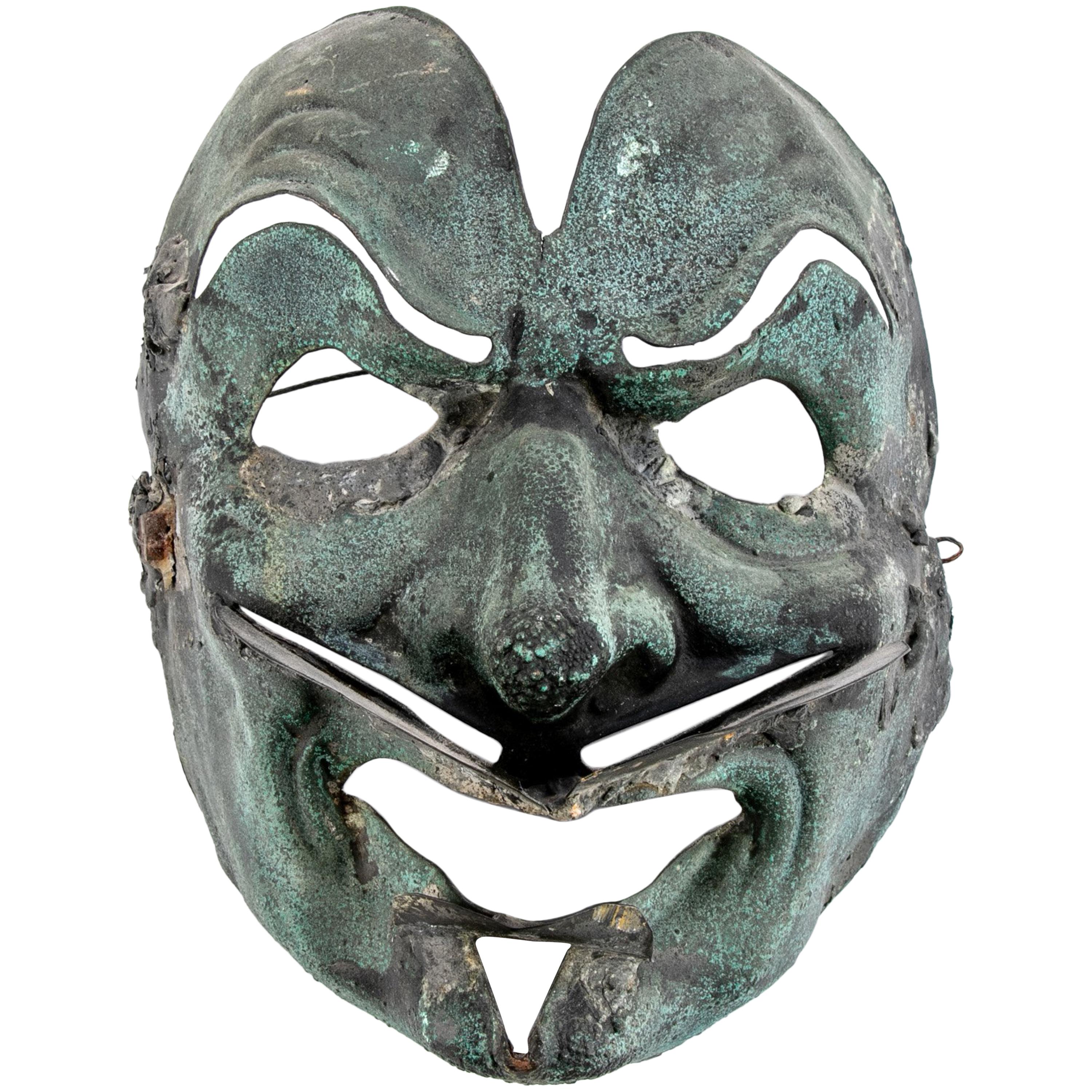 Antique Oriental Copper Theater Mask