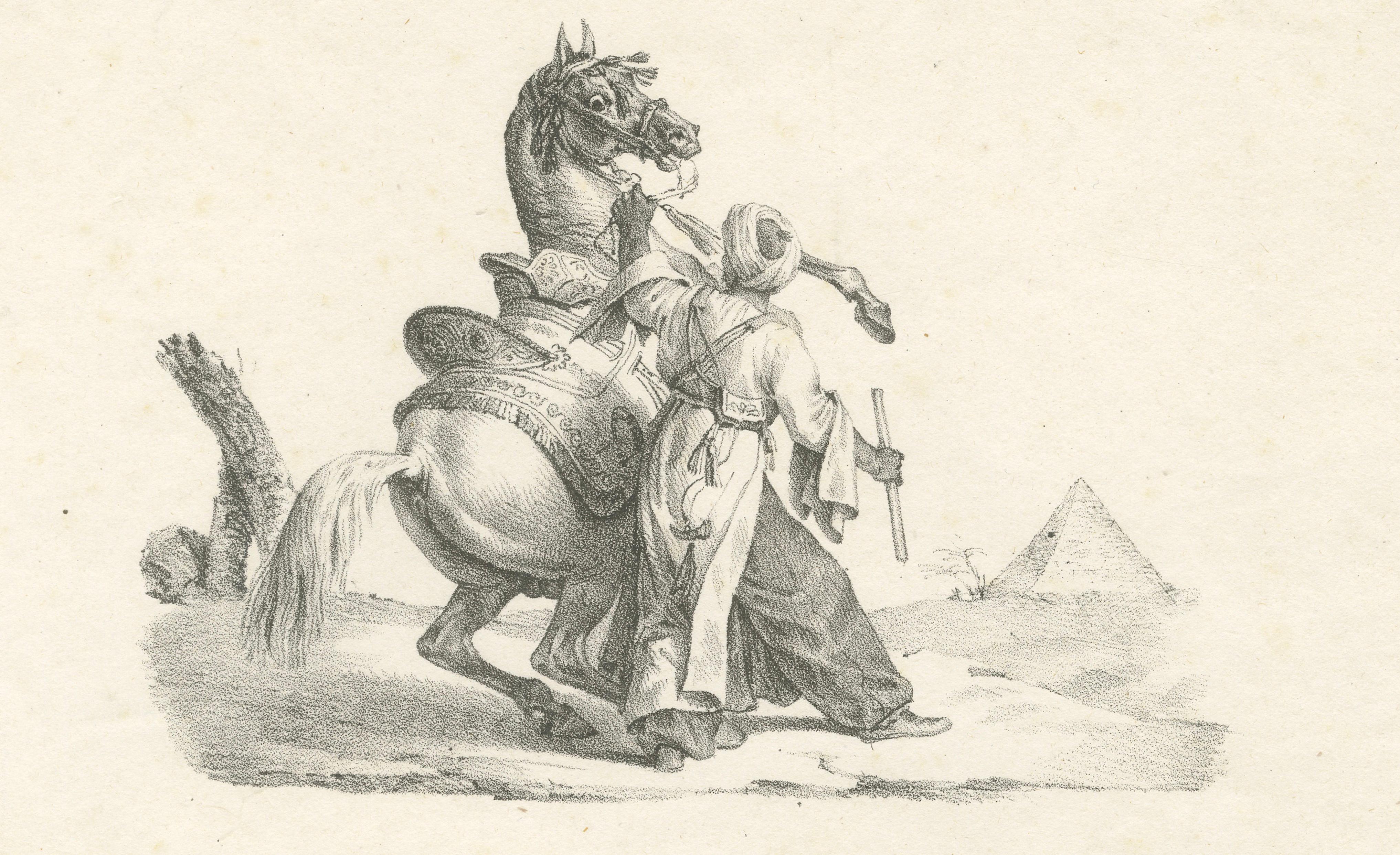 Antique Oriental Horsemen Lithograph after Carle Vernet, circa 1825