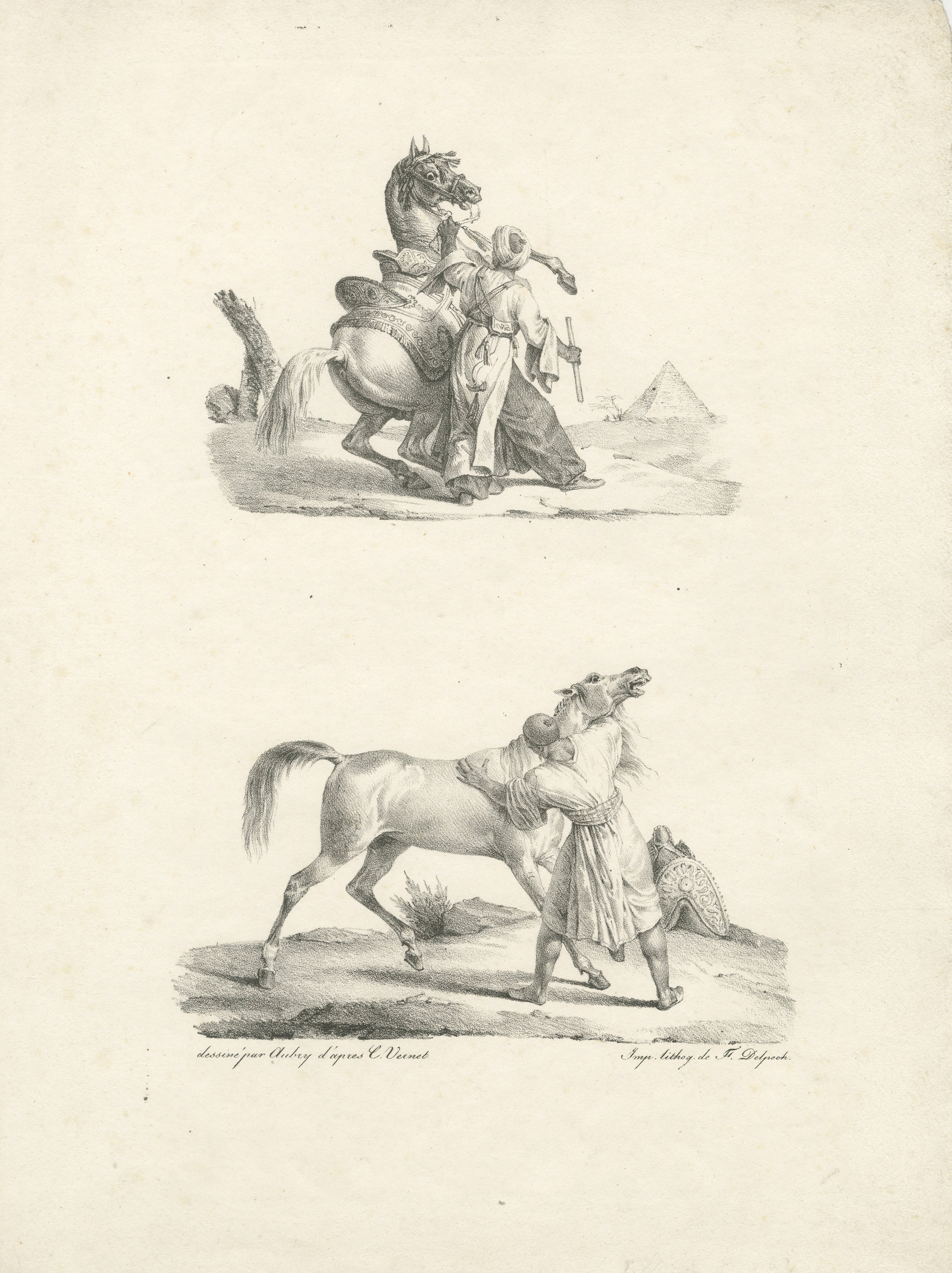 Antike Orientalische Reiter Lithographie nach Carle Vernet, um 1825