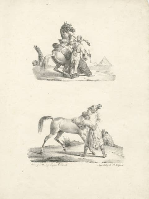 Antique Oriental Horsemen Lithograph after Carle Vernet, circa 1825