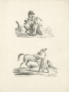 Antique Oriental Horsemen Lithograph after Carle Vernet, circa 1825