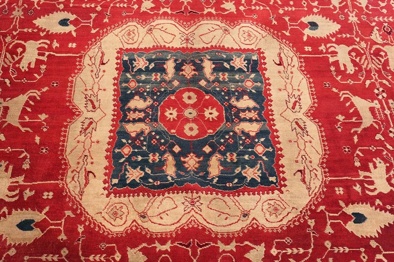 Antique Oriental Indian Agra Rug. 9 ft 6 in x 13 ft For Sale at 1stDibs