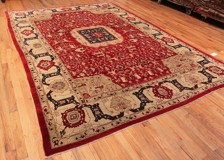 Antique Oriental Indian Agra Rug. 9 ft 6 in x 13 ft For Sale at 1stDibs