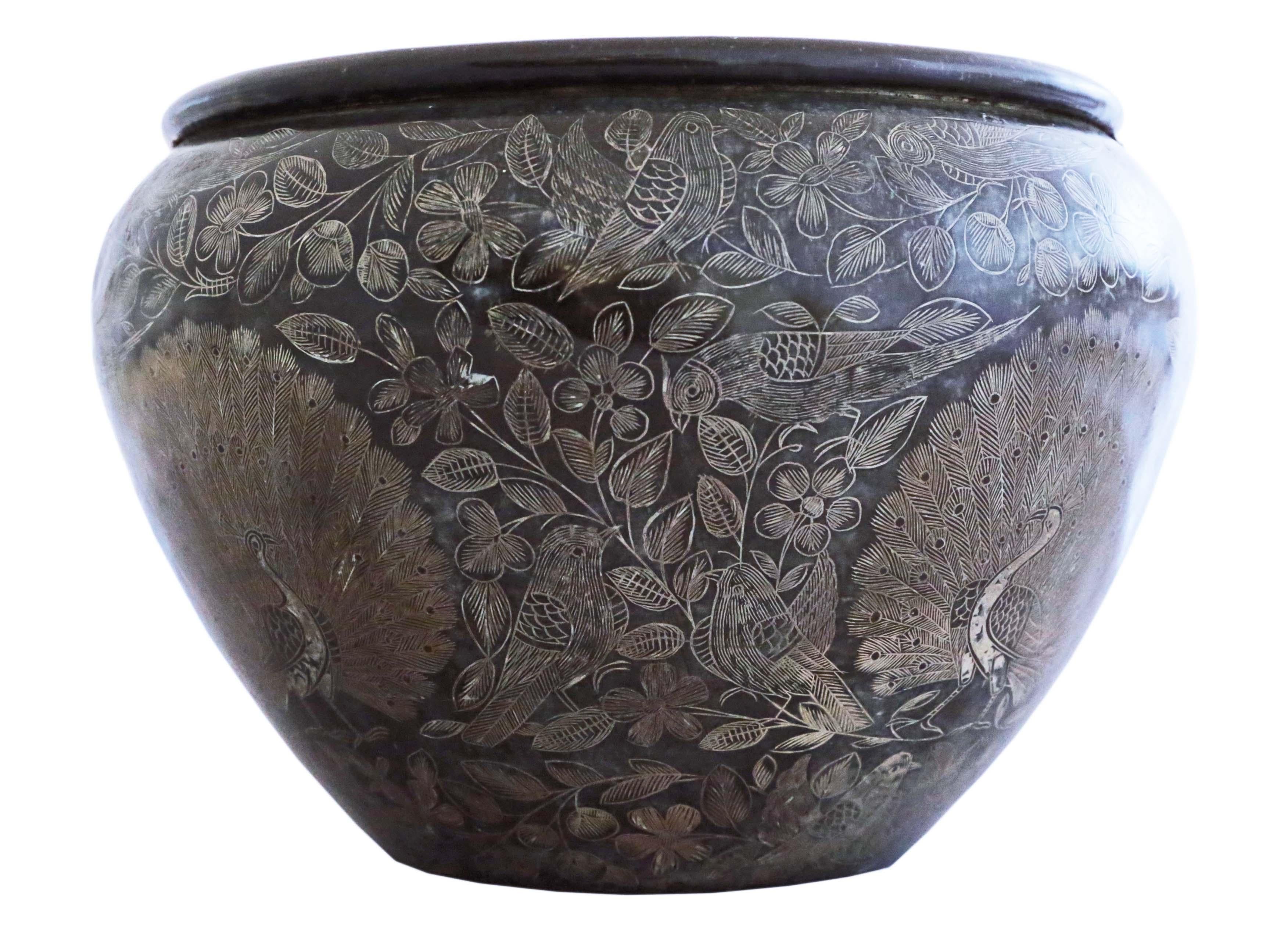 Antique Oriental Japanese Bronze Jardinière Planter Bowl Censor In Good Condition In Wisbech, Cambridgeshire
