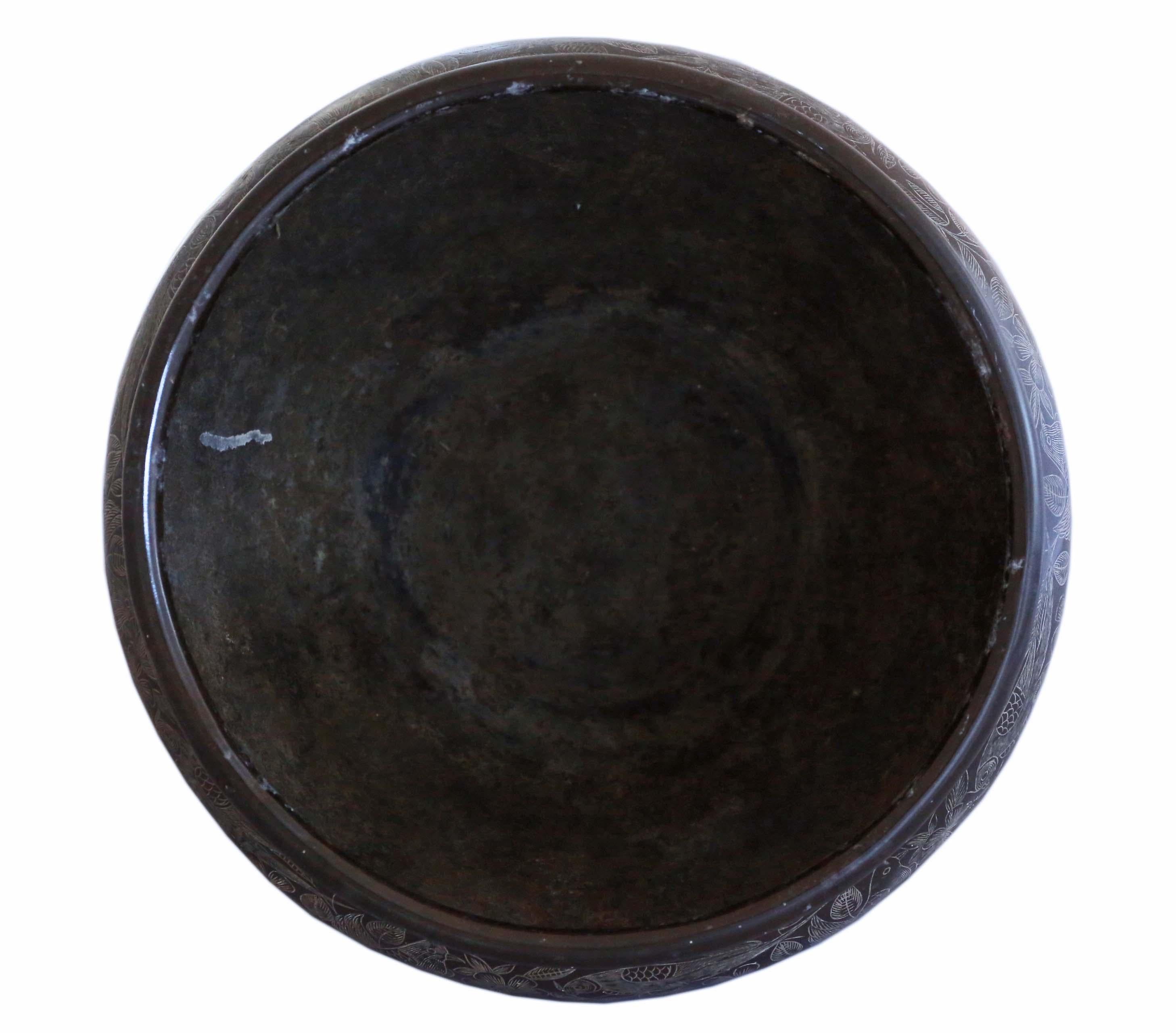Antique Oriental Japanese Bronze Jardinière Planter Bowl Censor 2