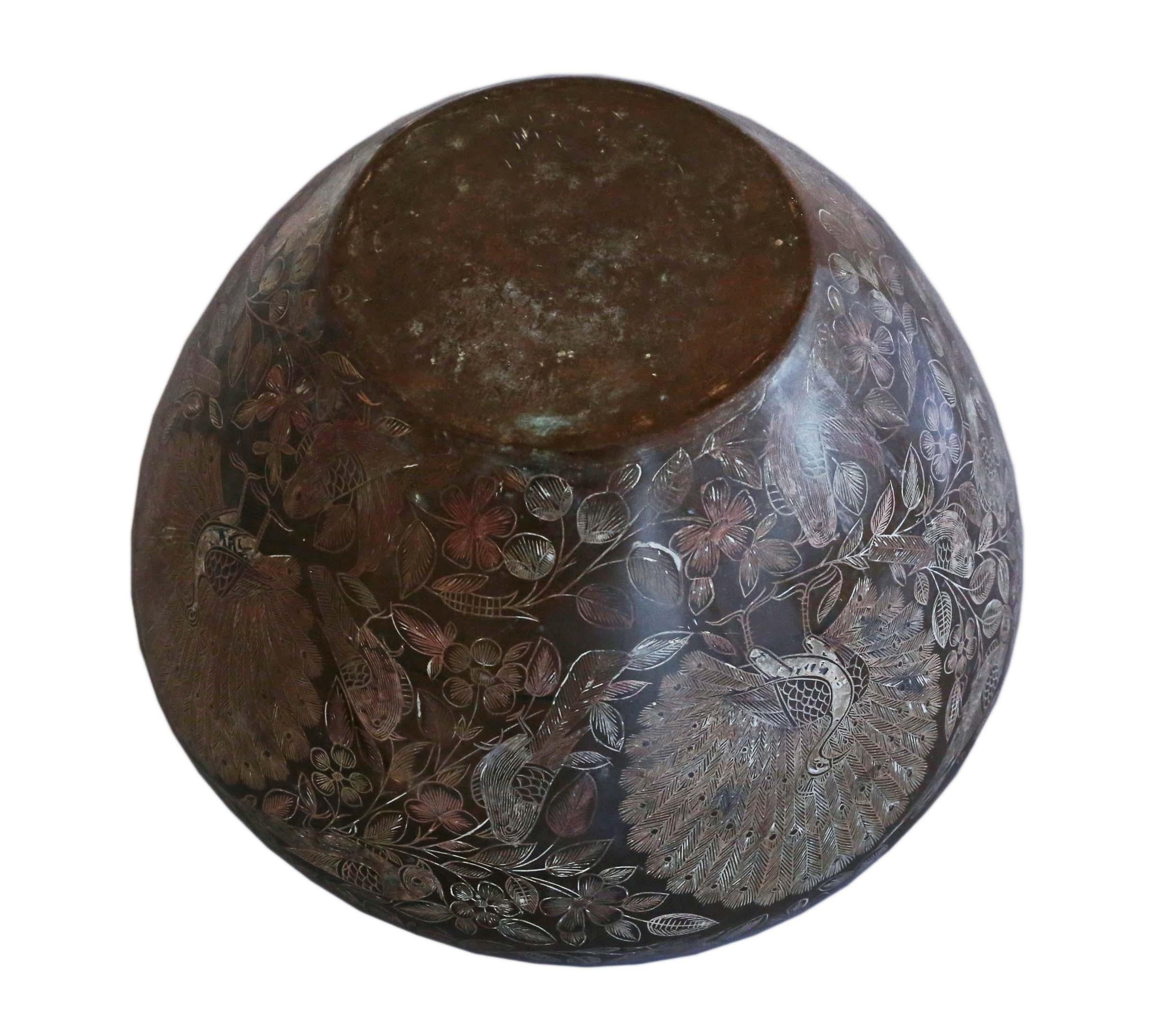 Antique Oriental Japanese Bronze Jardinière Planter Bowl Censor 3