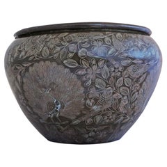 Antique Oriental Japanese Bronze Jardinière Planter Bowl Censor