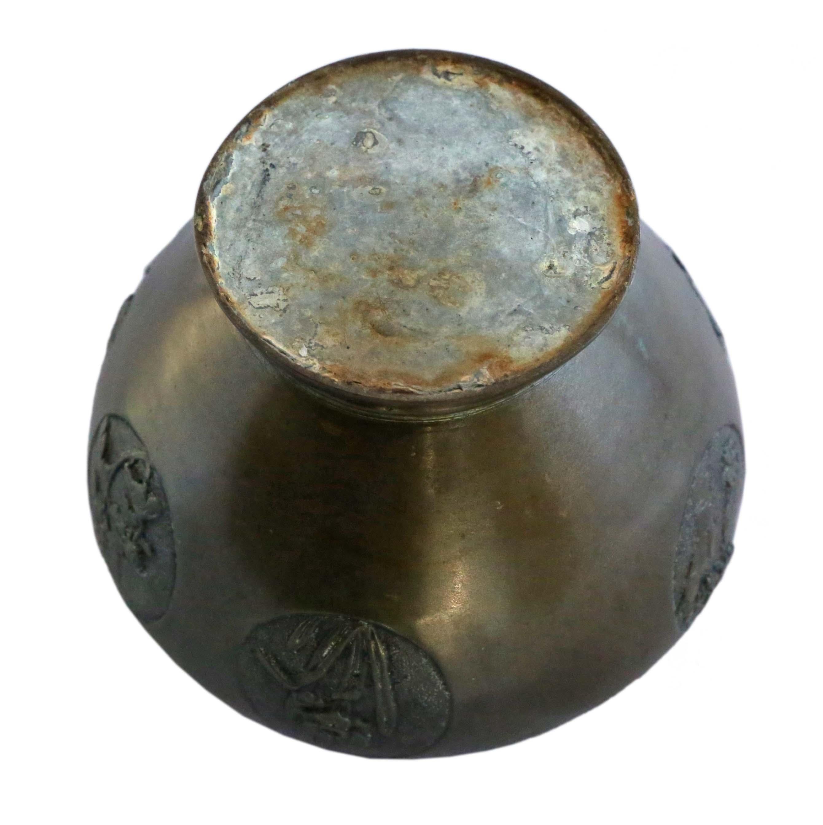 Antique Oriental Japanese Bronze Jardinière Planter Bowl Censor Meiji Period For Sale 6