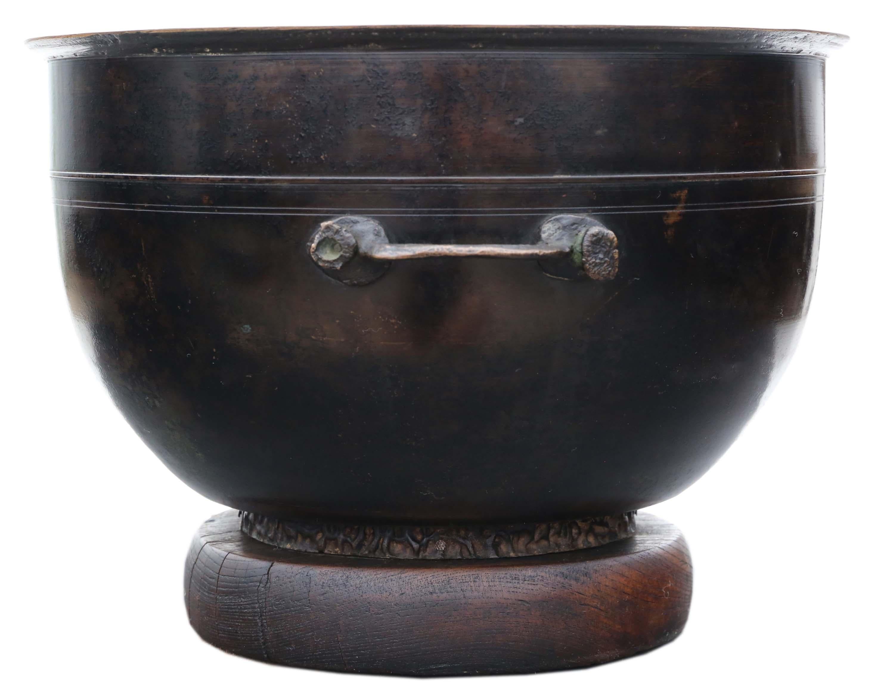 Antique Oriental Japanese Large Fine Quality Bronze Bowl Planter Jardinière Cens 1