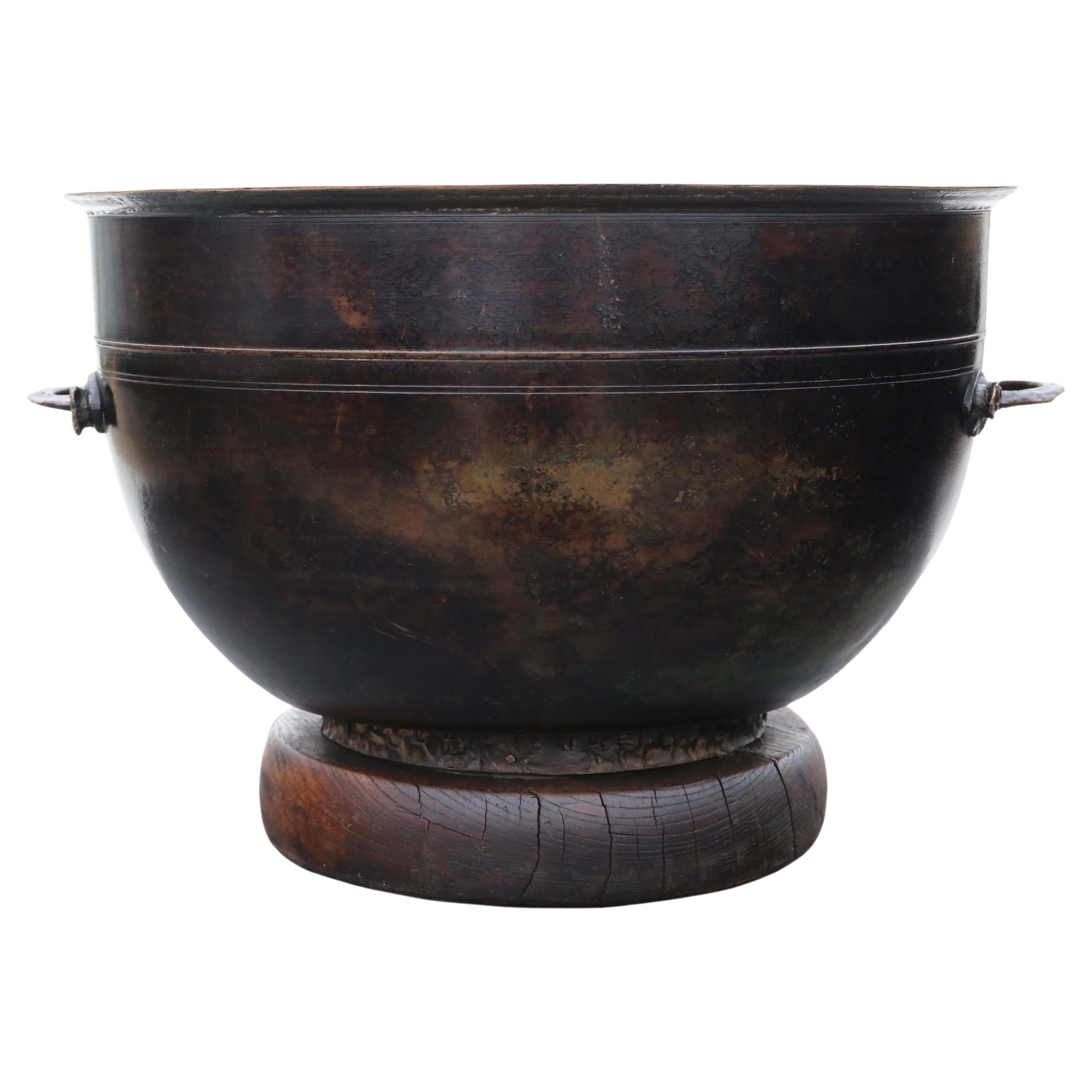 Antique Oriental Japanese Large Fine Quality Bronze Bowl Planter Jardinière Cens