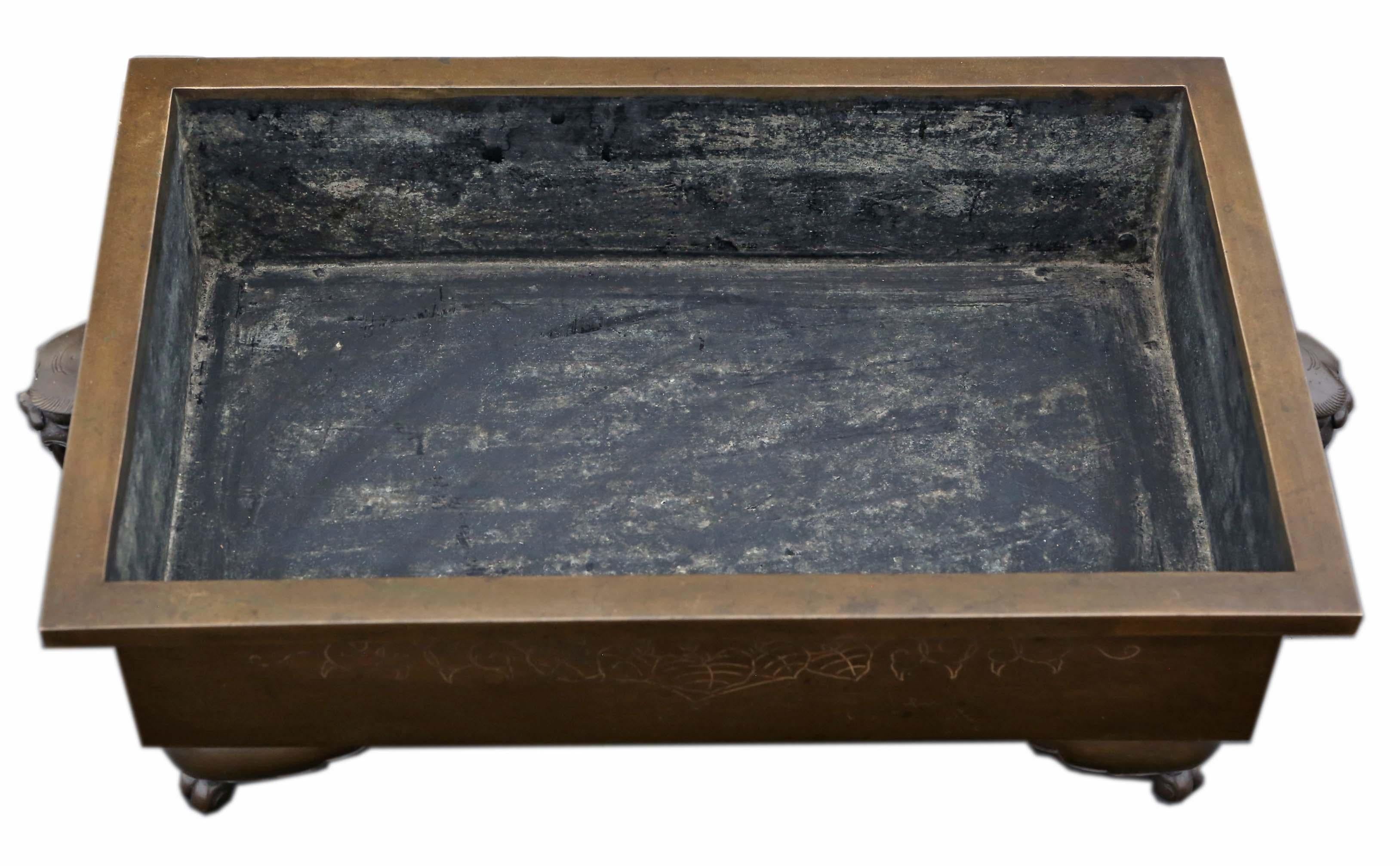 Antique Oriental Japanese Large Fine Quality Bronze Bowl Planter Jardinière For Sale 2