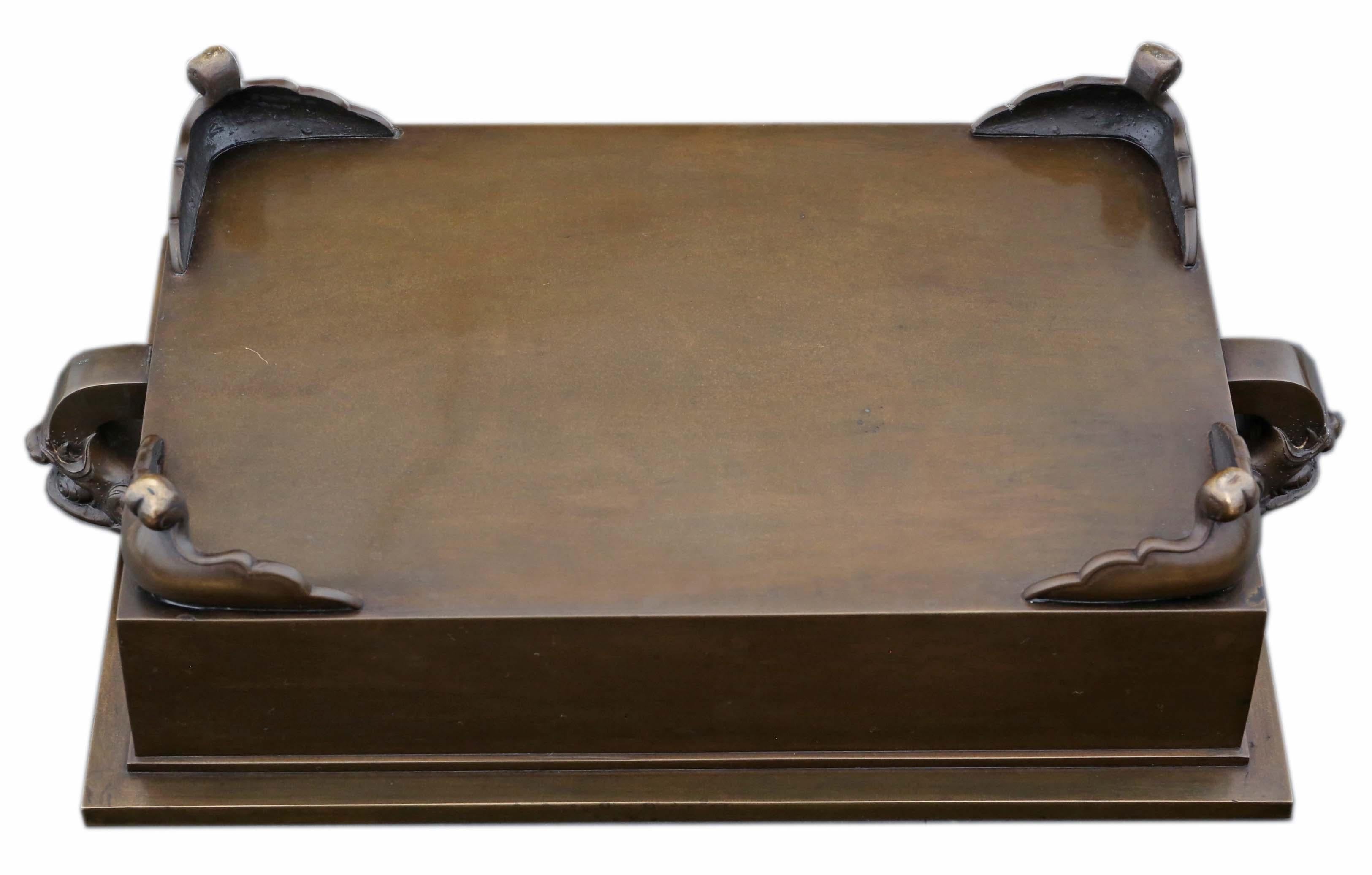 Antique Oriental Japanese Large Fine Quality Bronze Bowl Planter Jardinière For Sale 3