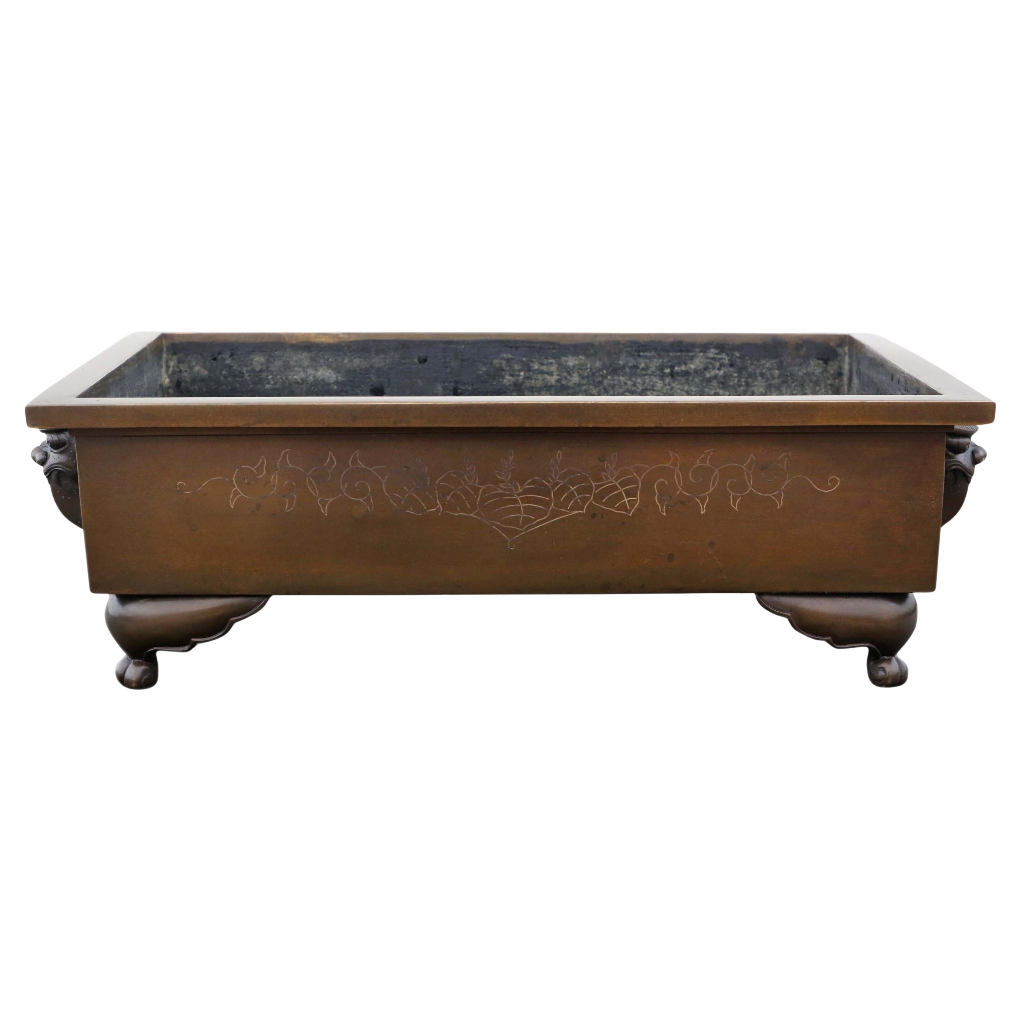 Antique Oriental Japanese Large Fine Quality Bronze Bowl Planter Jardinière