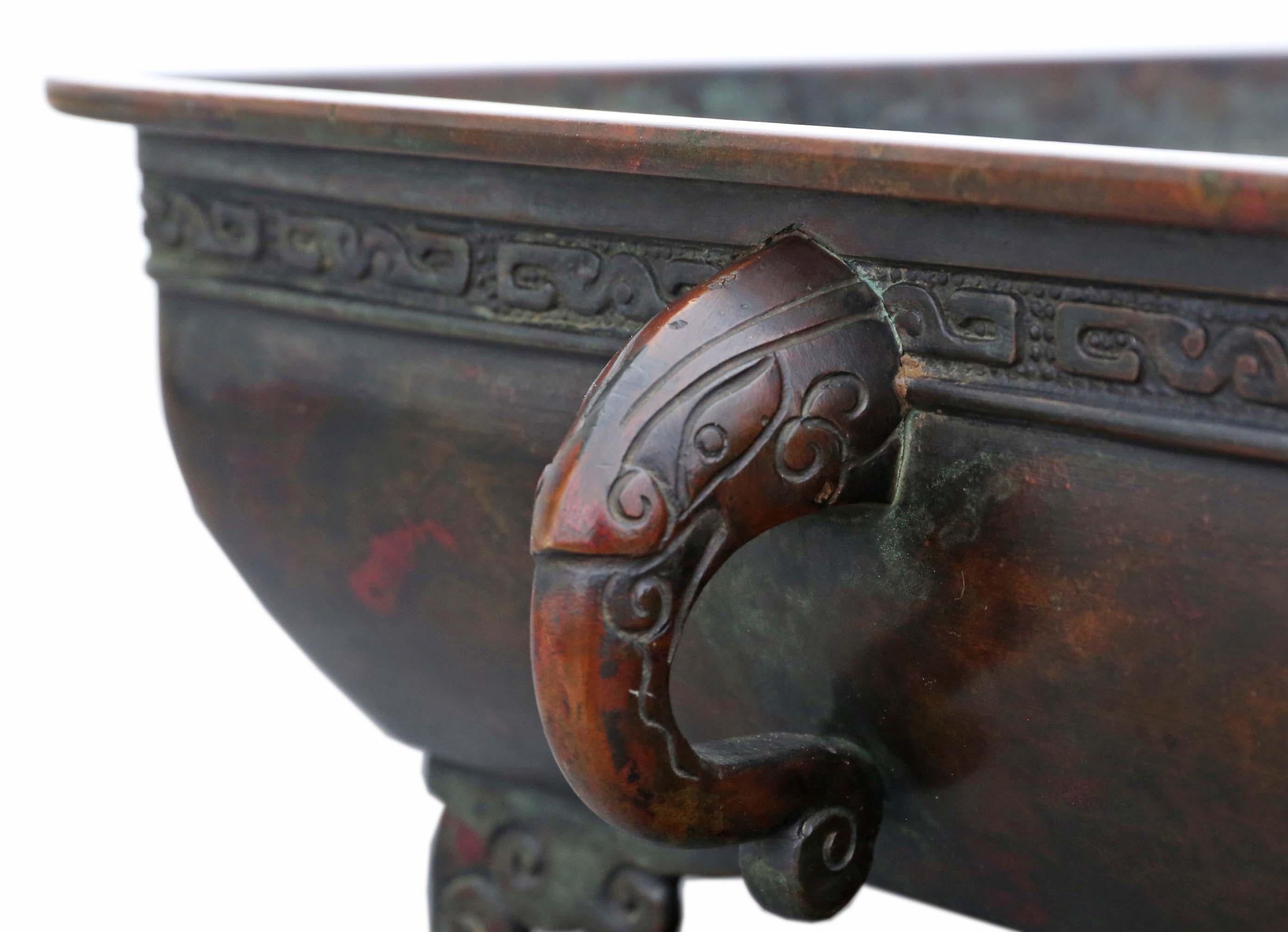 Antique Oriental Japanese Large Fine Quality Bronze Bowl Planter Jardinière Suib 2