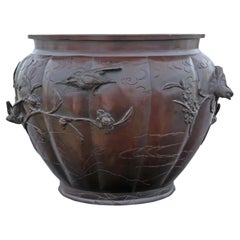 Antique Oriental Japanese Large Fine Quality Bronze Jardinière Planter Bowl