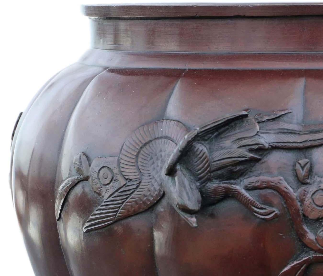 19th Century Antique Oriental Japanese Large Fine Quality Bronze Planter Jardinière Bowl