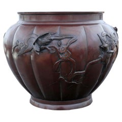 Antique Oriental Japanese Large Fine Quality Bronze Planter Jardinière Bowl