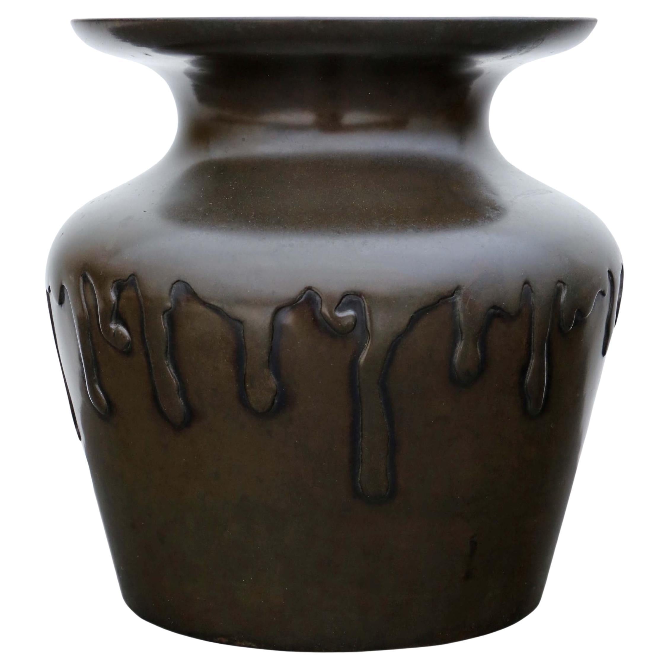 Grand vase Tsubo oriental japonais ancien en bronze de qualité supérieure Meiji, C1880